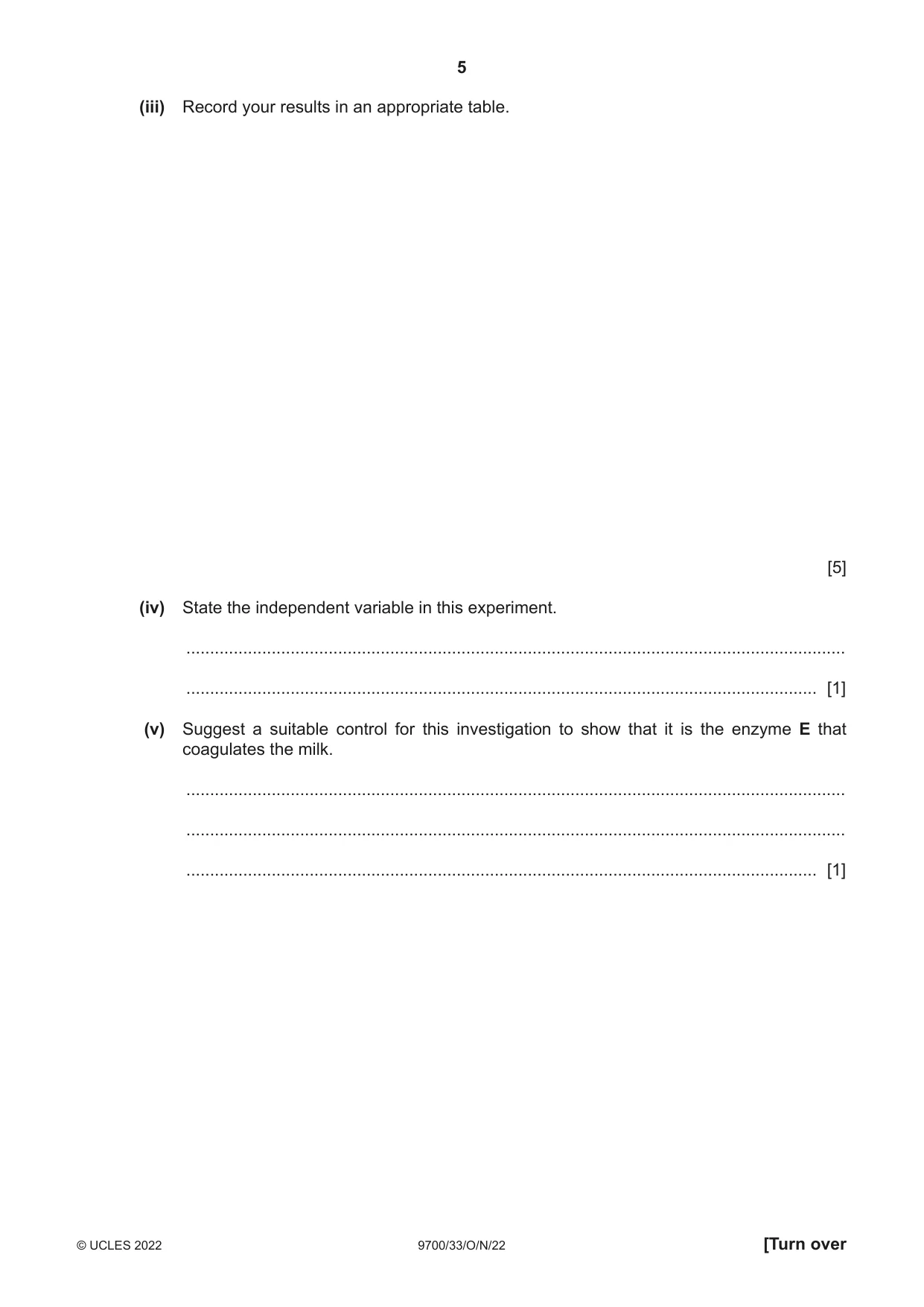 Cambridge A Level Biology 9700 2022 Oct/Nov Paper 3 · Variant 3 question paper, page 5 of 16