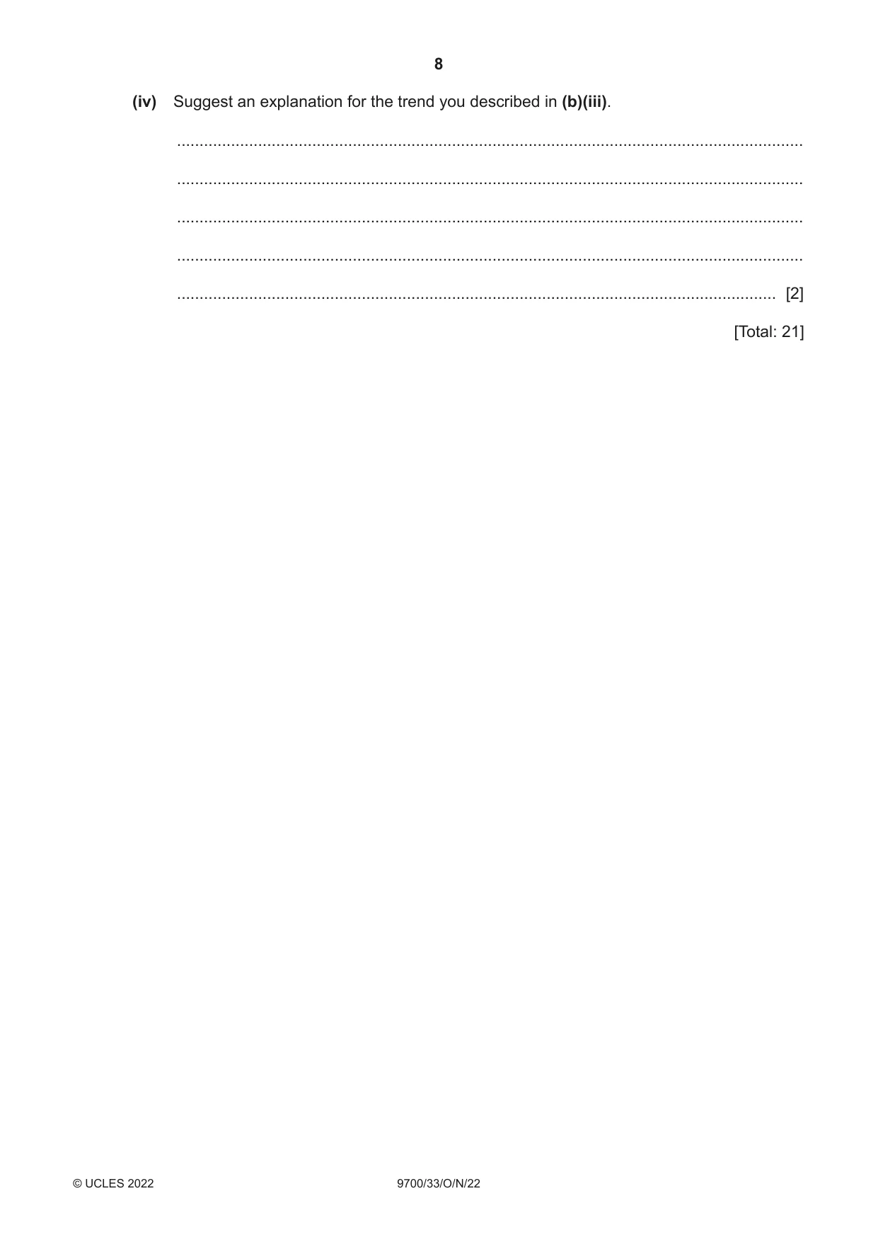 Cambridge A Level Biology 9700 2022 Oct/Nov Paper 3 · Variant 3 question paper, page 8 of 16
