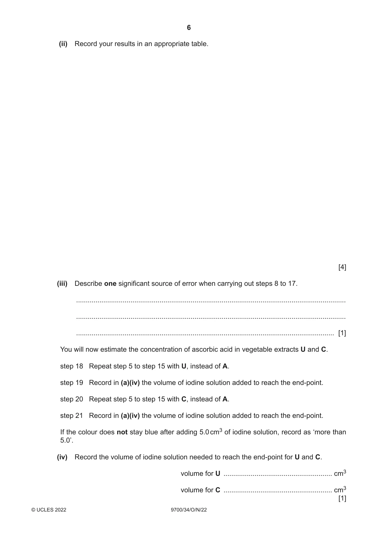 Cambridge A Level Biology 9700 2022 Oct/Nov Paper 3 · Variant 4 question paper, page 6 of 16