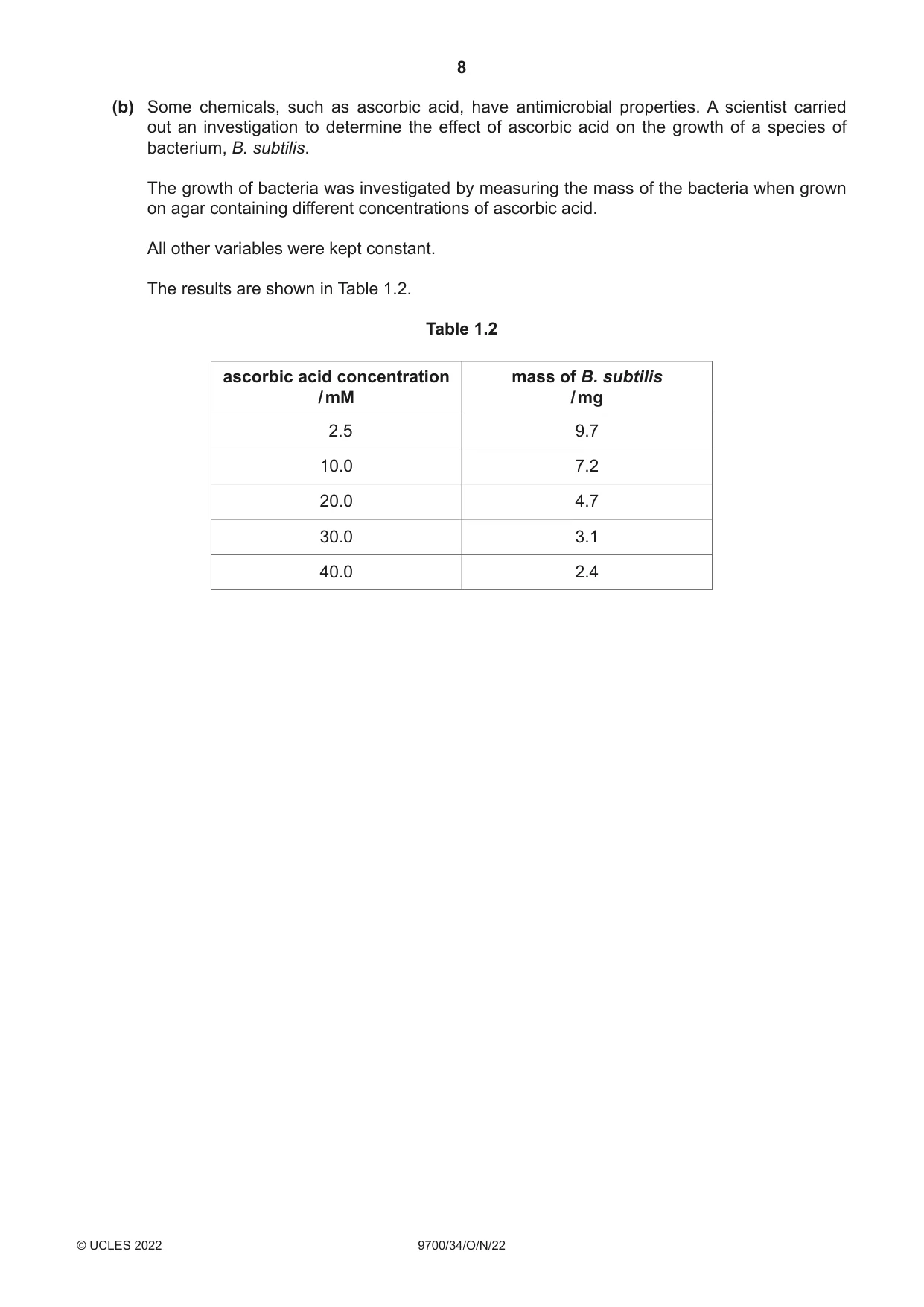 Cambridge A Level Biology 9700 2022 Oct/Nov Paper 3 · Variant 4 question paper, page 8 of 16