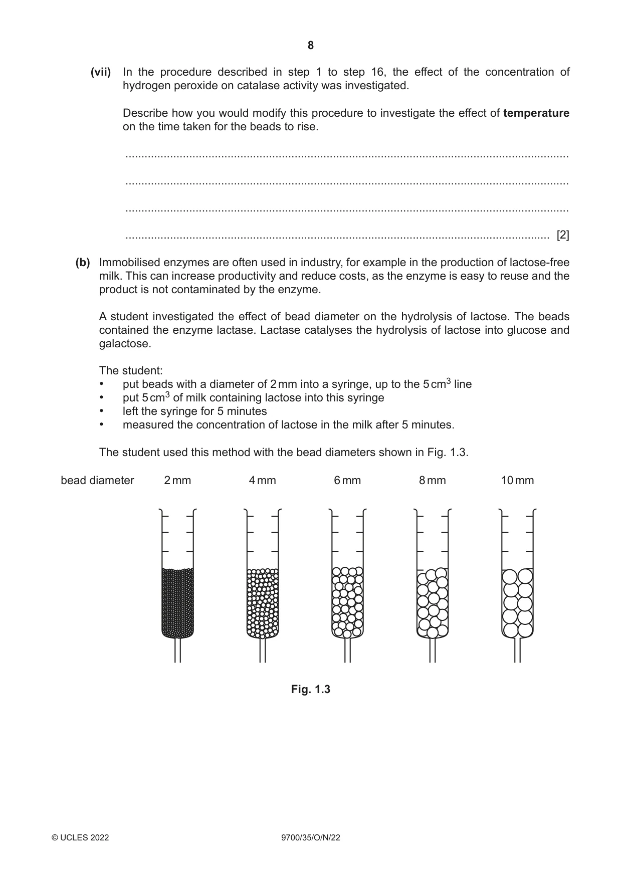 Cambridge A Level Biology 9700 2022 Oct/Nov Paper 3 · Variant 5 question paper, page 8 of 16