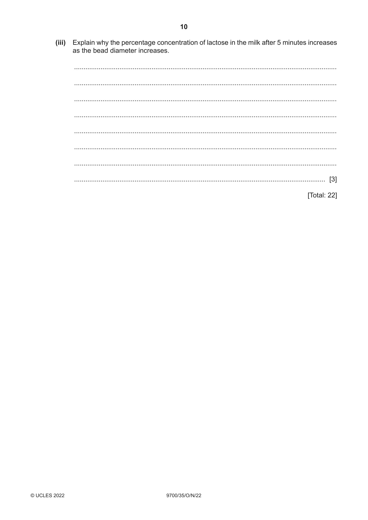 Cambridge A Level Biology 9700 2022 Oct/Nov Paper 3 · Variant 5 question paper, page 10 of 16