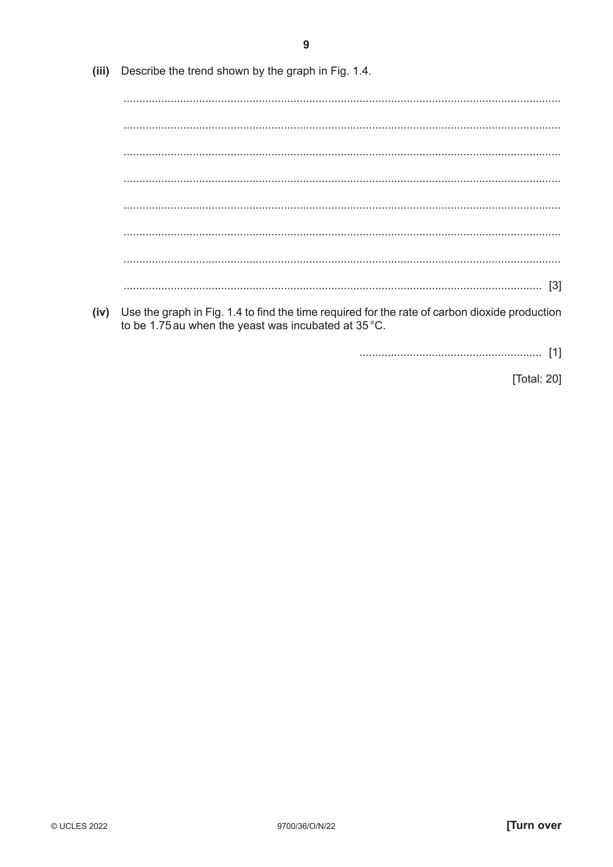 Cambridge A Level Biology 9700 2022 Oct/Nov Paper 3 · Variant 6 question paper, page 9 of 16