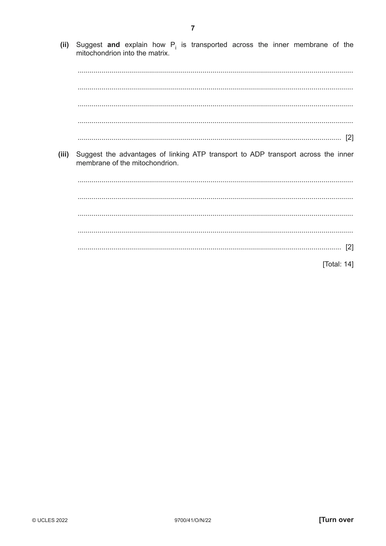 Cambridge A Level Biology 9700 2022 Oct/Nov Paper 4 · Variant 1 question paper, page 7 of 24