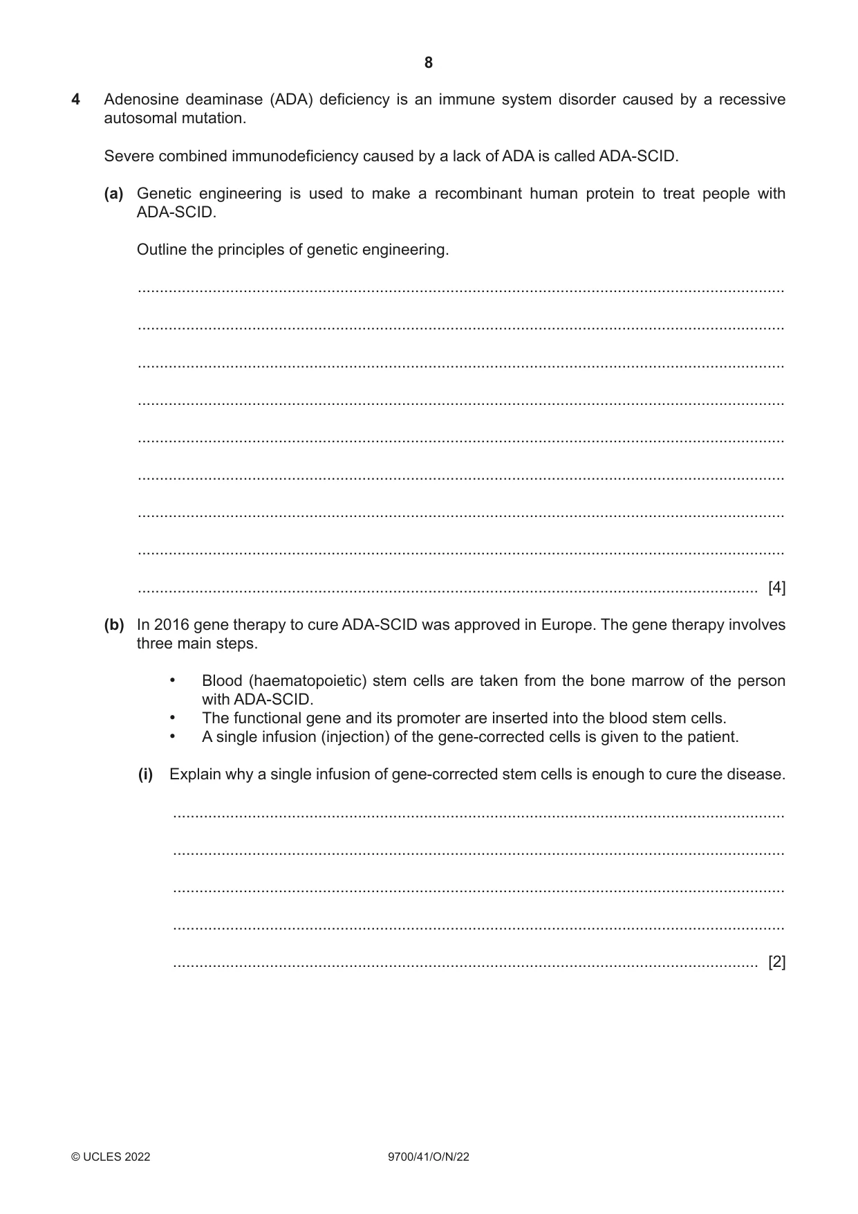 Cambridge A Level Biology 9700 2022 Oct/Nov Paper 4 · Variant 1 question paper, page 8 of 24