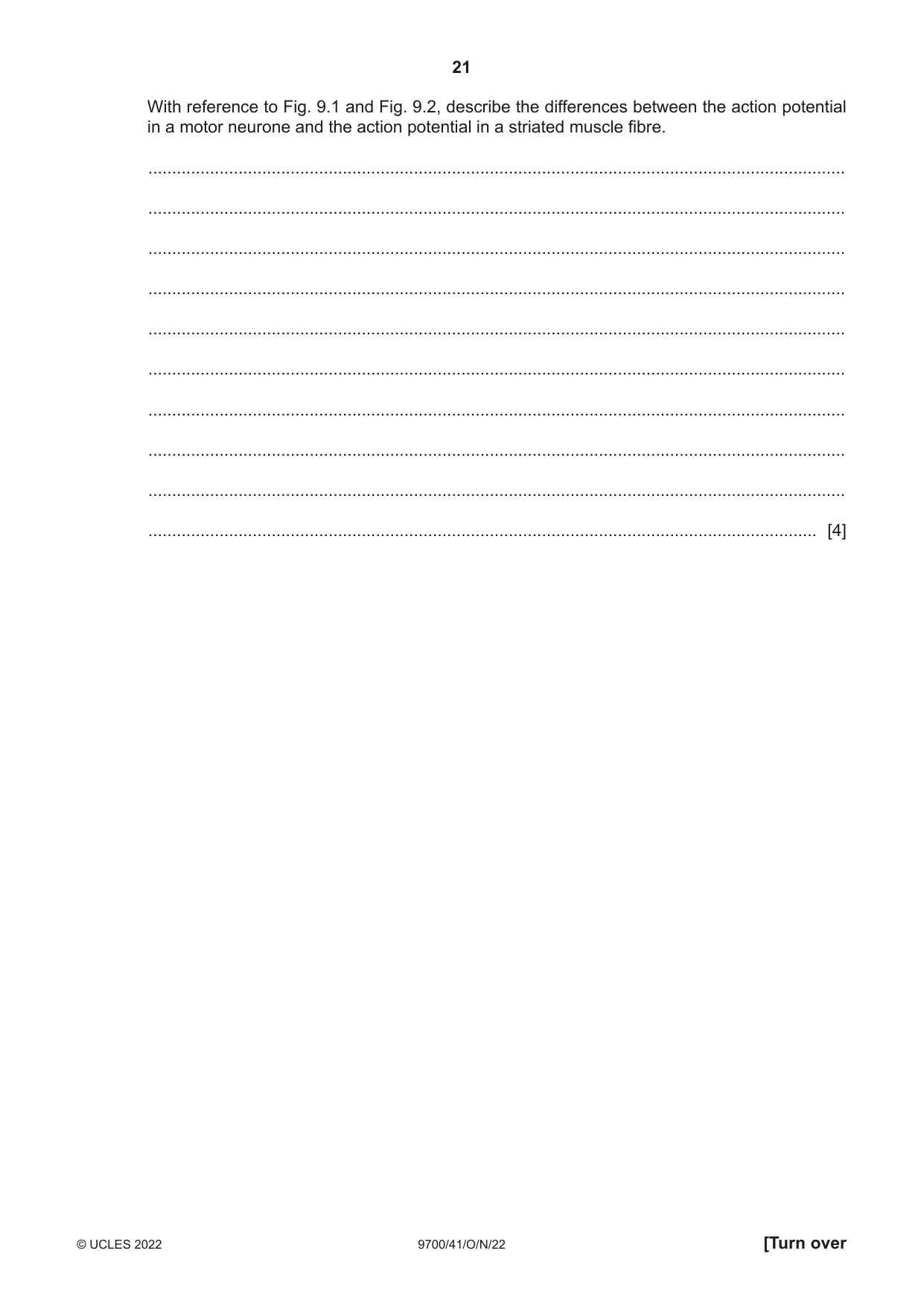 Cambridge A Level Biology 9700 2022 Oct/Nov Paper 4 · Variant 1 question paper, page 21 of 24