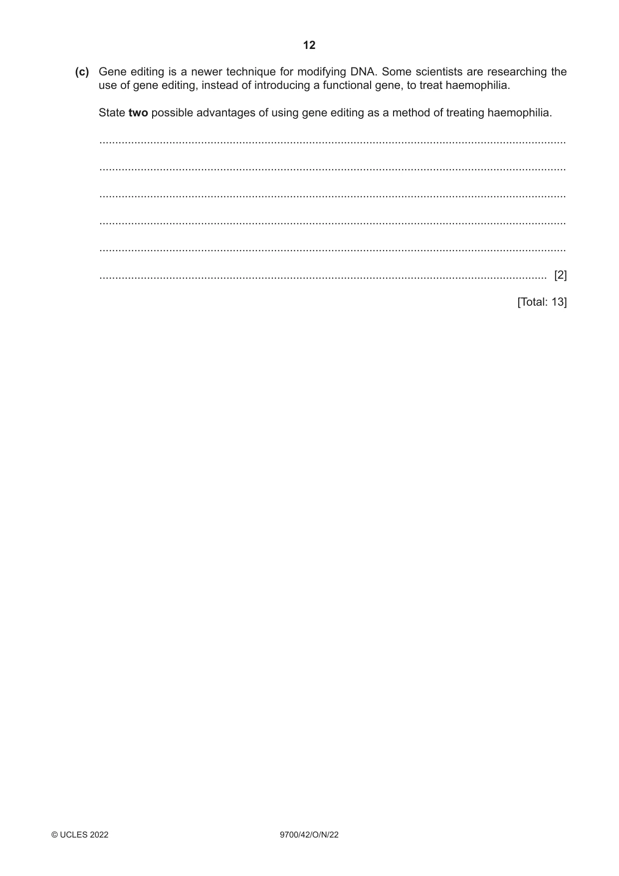 Cambridge A Level Biology 9700 2022 Oct/Nov Paper 4 · Variant 2 question paper, page 12 of 28