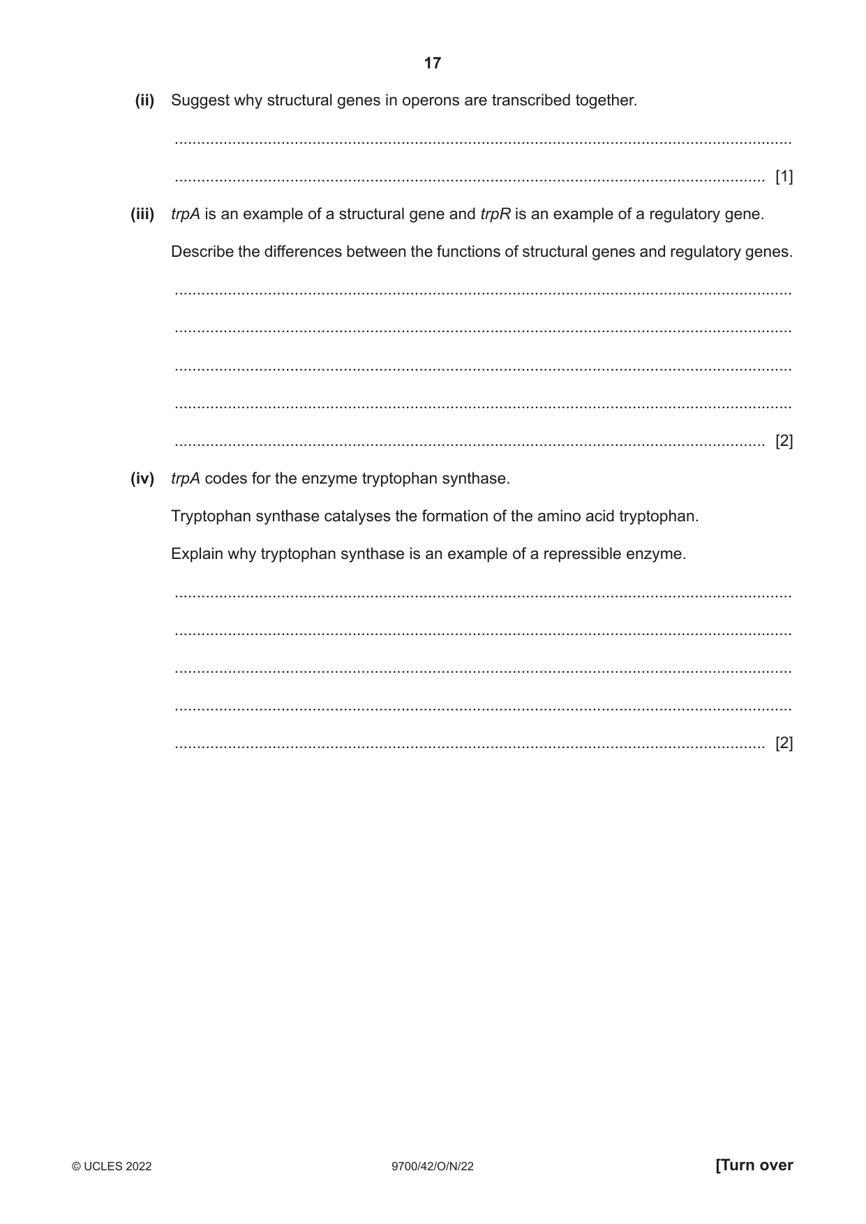 Cambridge A Level Biology 9700 2022 Oct/Nov Paper 4 · Variant 2 question paper, page 17 of 28