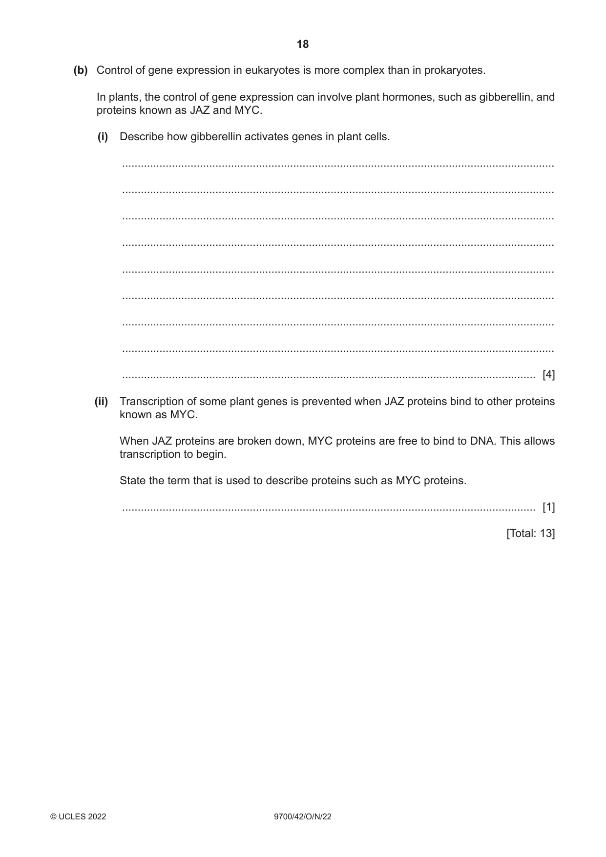 Cambridge A Level Biology 9700 2022 Oct/Nov Paper 4 · Variant 2 question paper, page 18 of 28