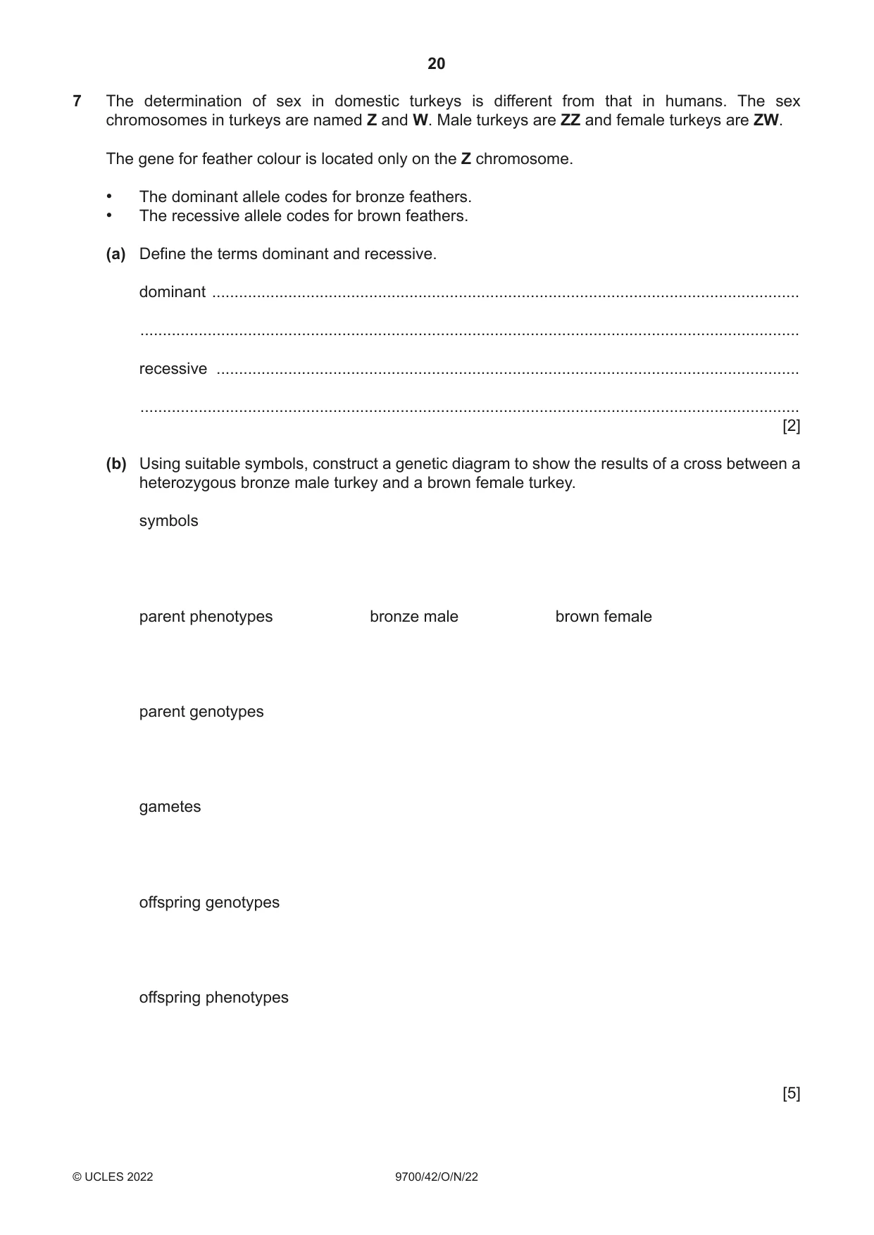 Cambridge A Level Biology 9700 2022 Oct/Nov Paper 4 · Variant 2 question paper, page 20 of 28