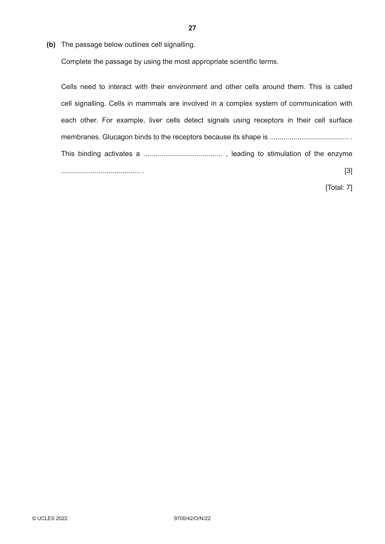 Cambridge A Level Biology 9700 2022 Oct/Nov Paper 4 · Variant 2 question paper, page 27 of 28