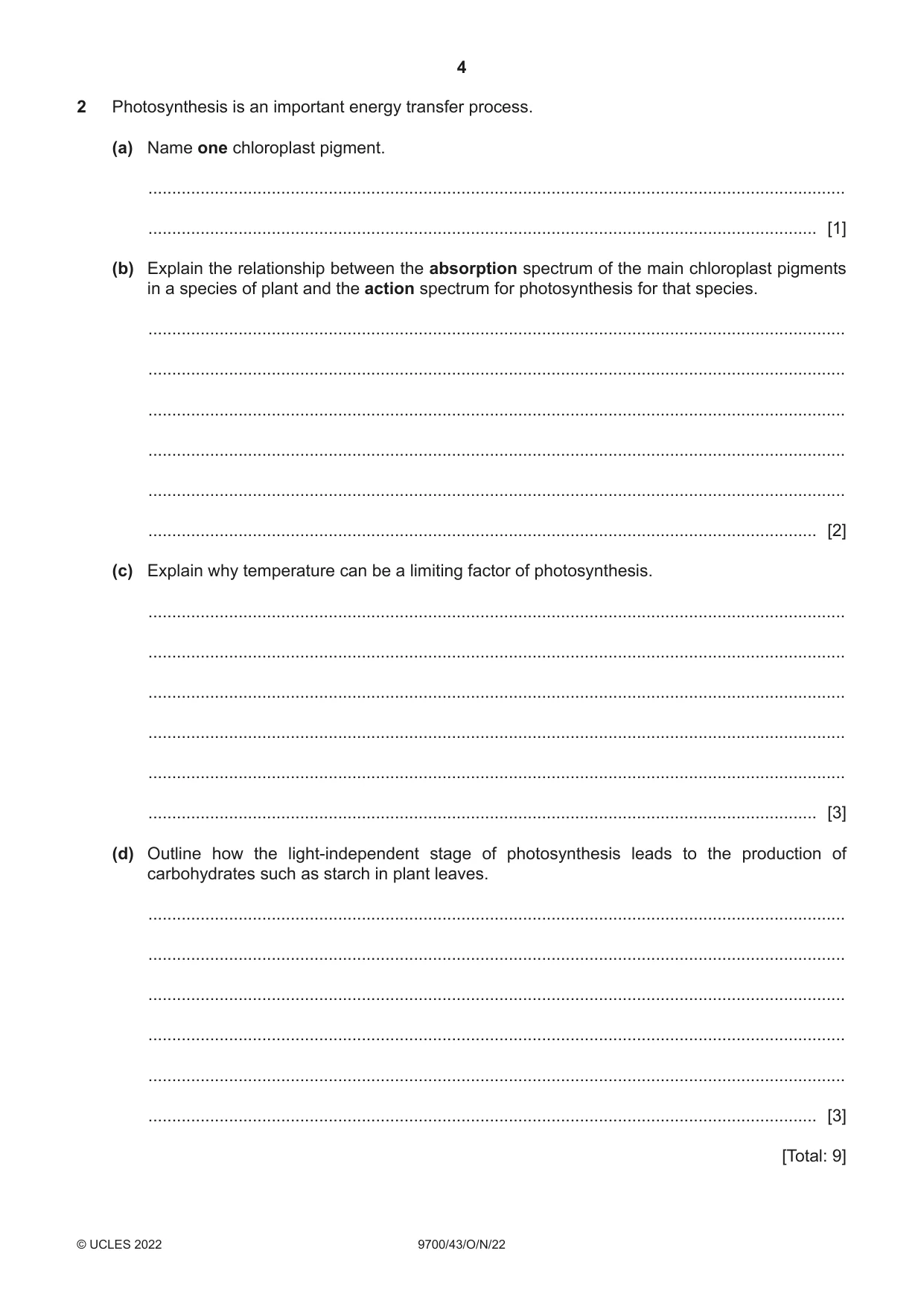 Cambridge A Level Biology 9700 2022 Oct/Nov Paper 4 · Variant 3 question paper, page 4 of 24