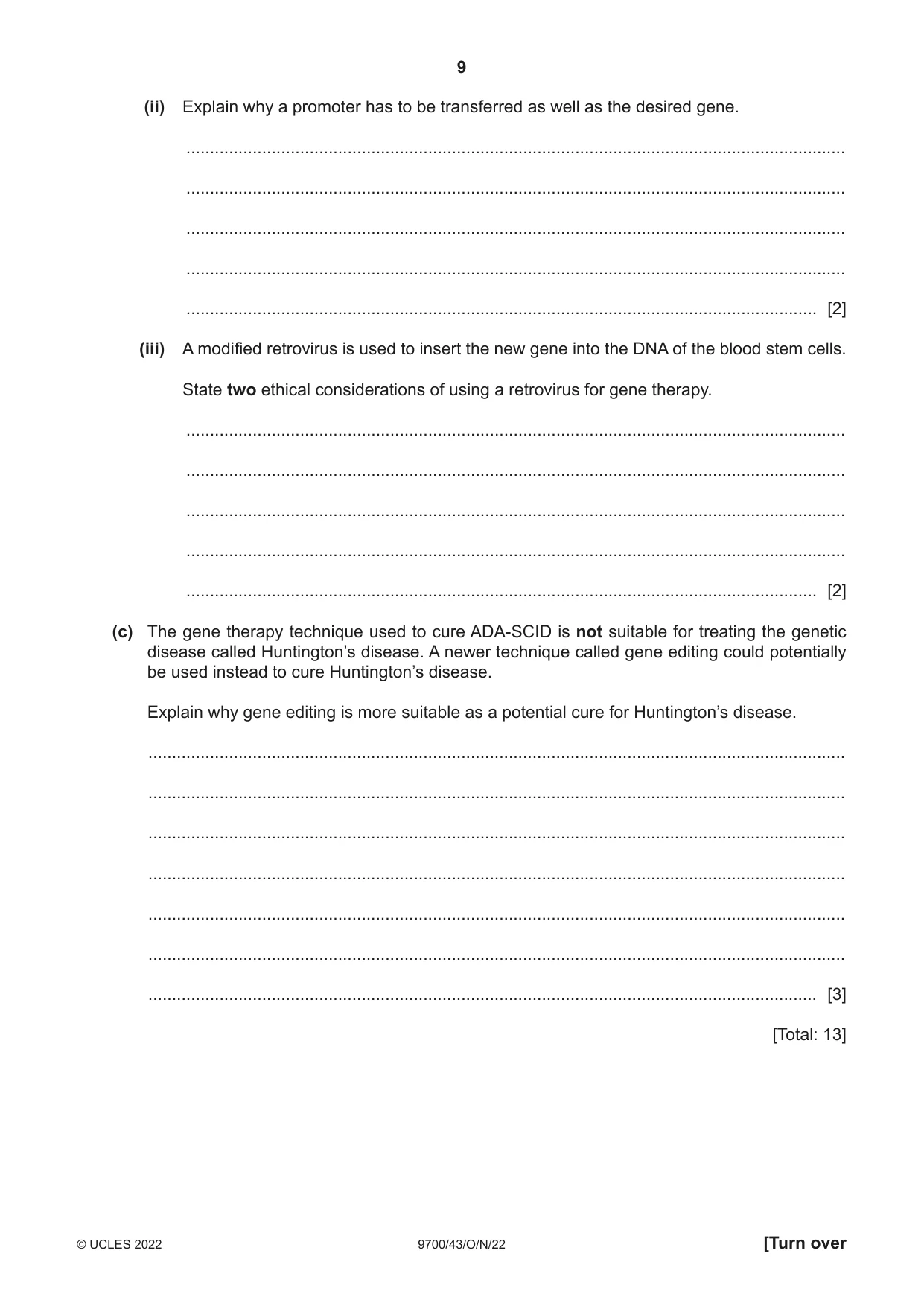 Cambridge A Level Biology 9700 2022 Oct/Nov Paper 4 · Variant 3 question paper, page 9 of 24
