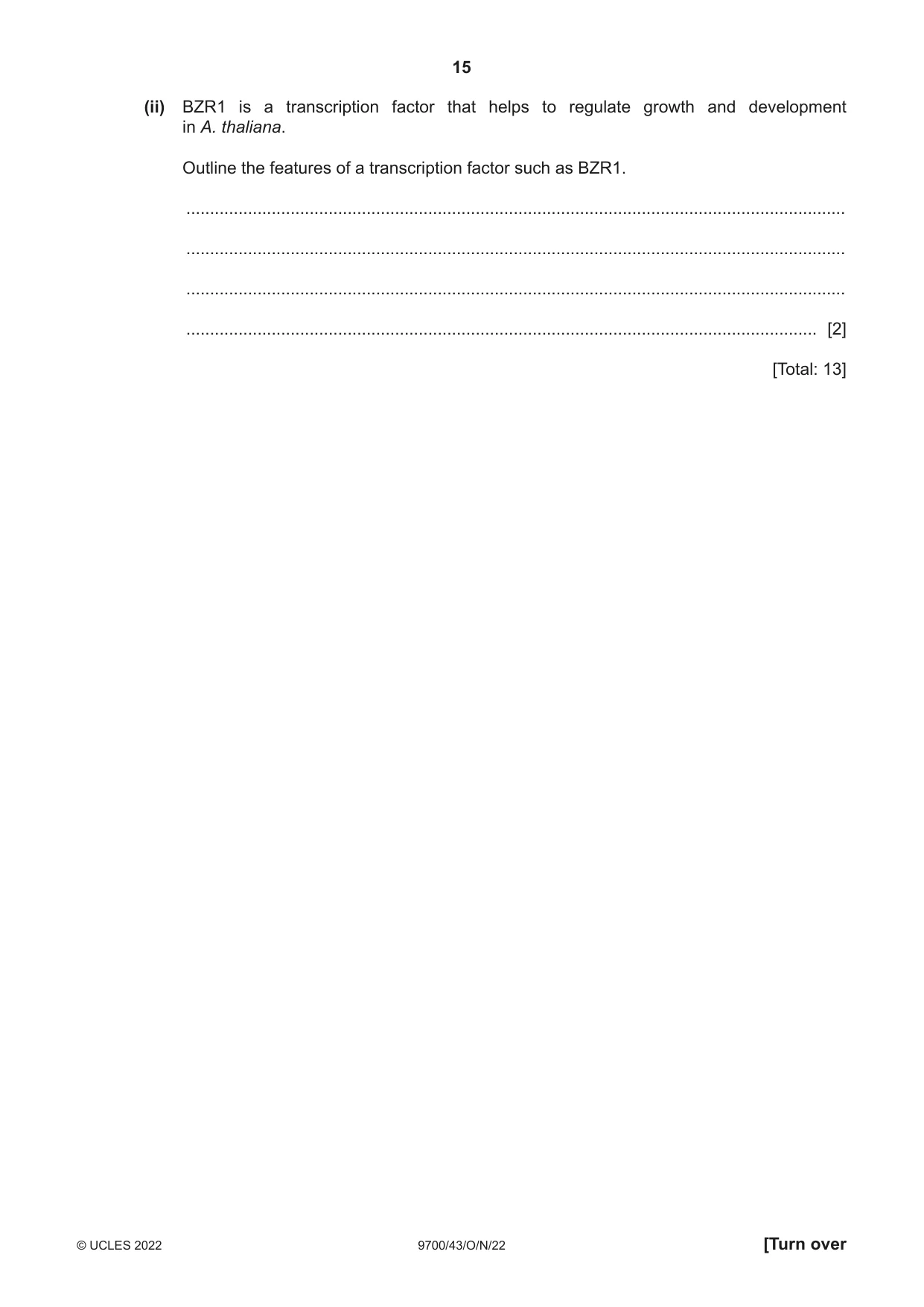 Cambridge A Level Biology 9700 2022 Oct/Nov Paper 4 · Variant 3 question paper, page 15 of 24