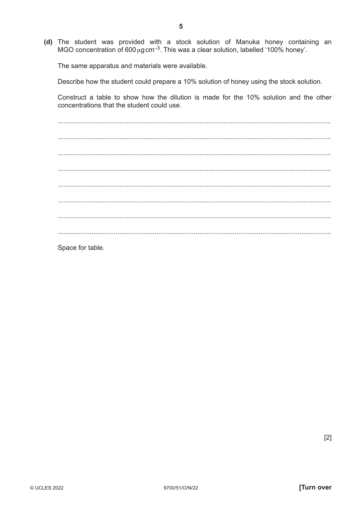 Cambridge A Level Biology 9700 2022 Oct/Nov Paper 5 · Variant 1 question paper, page 5 of 16