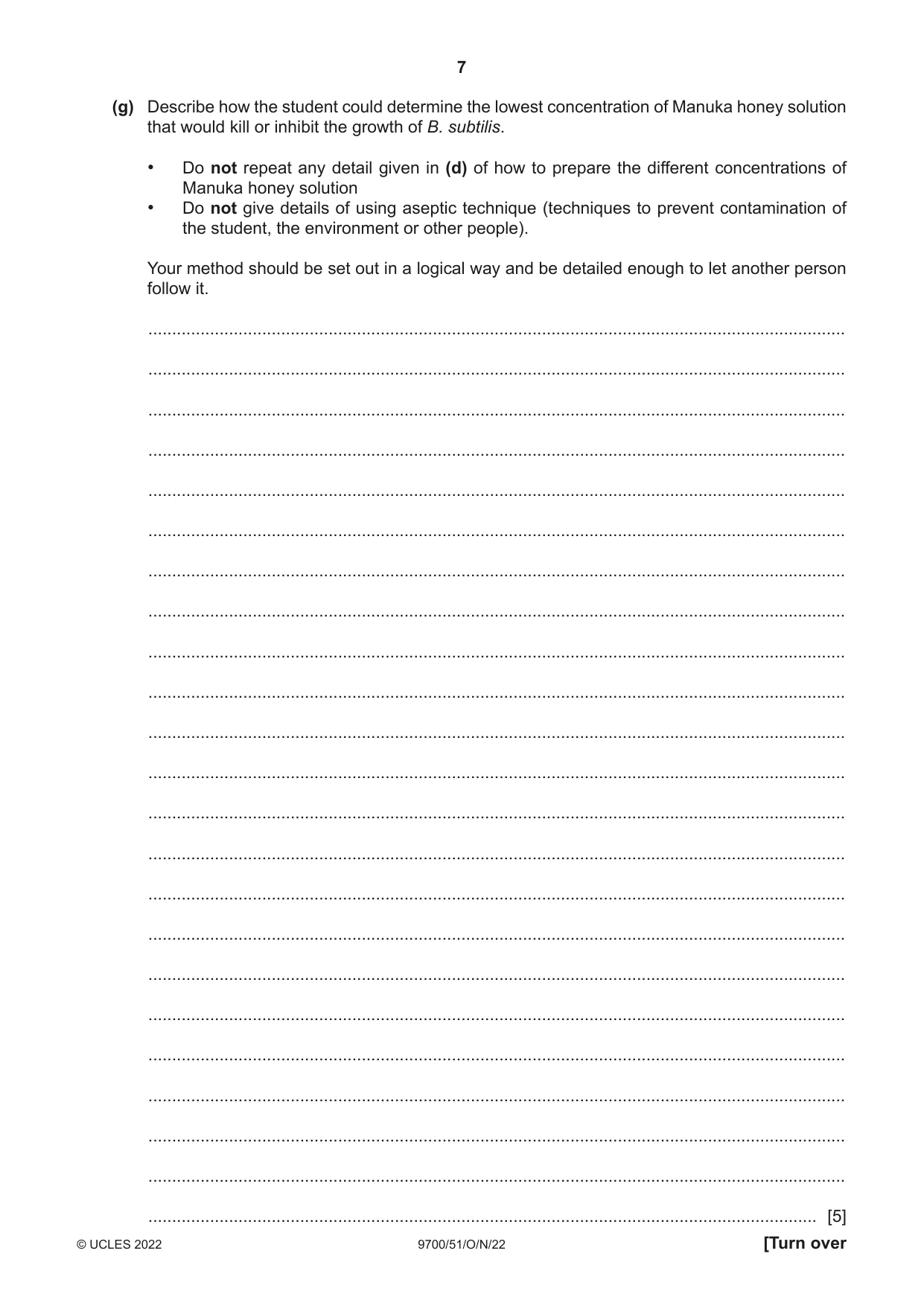 Cambridge A Level Biology 9700 2022 Oct/Nov Paper 5 · Variant 1 question paper, page 7 of 16