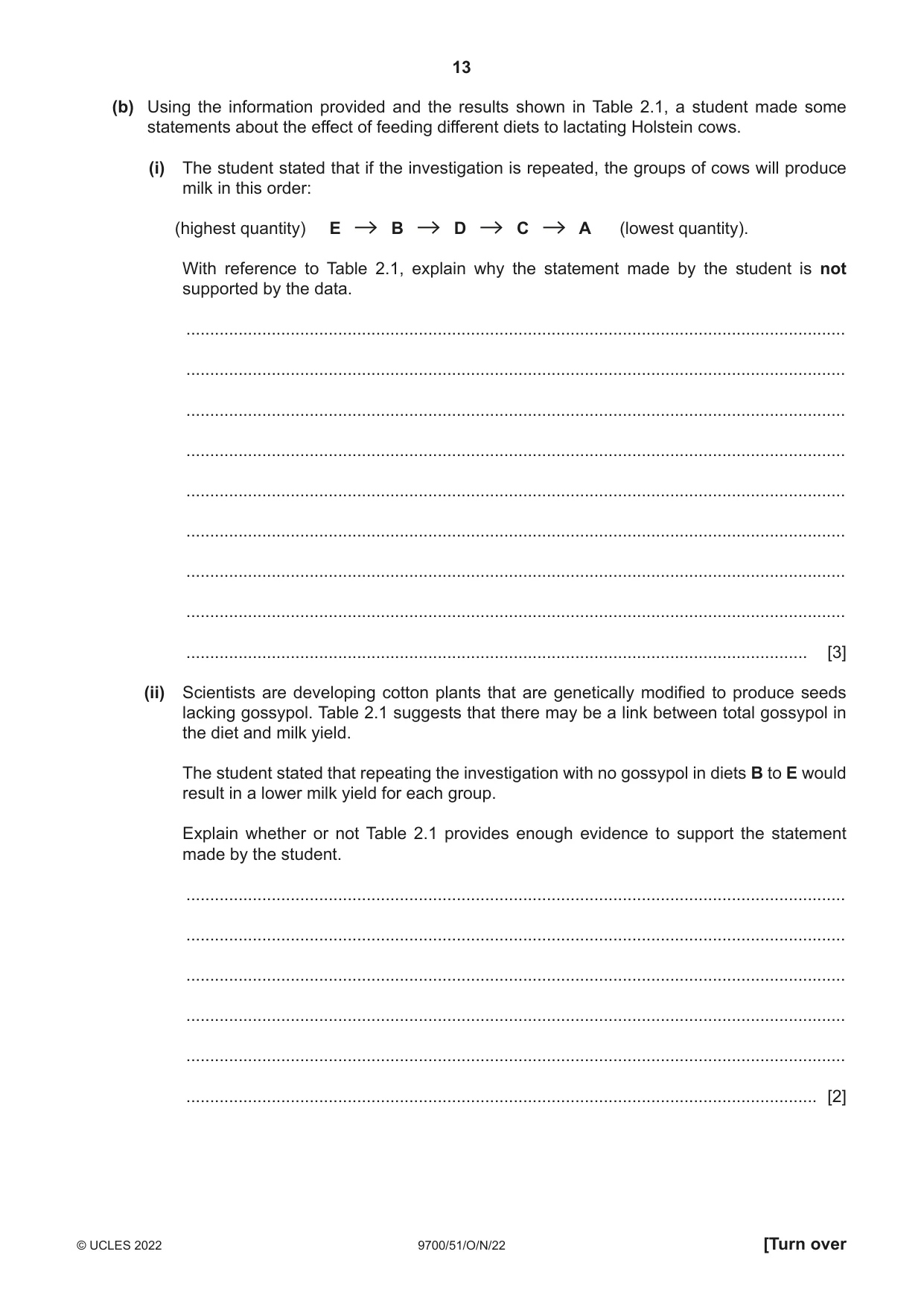 Cambridge A Level Biology 9700 2022 Oct/Nov Paper 5 · Variant 1 question paper, page 13 of 16