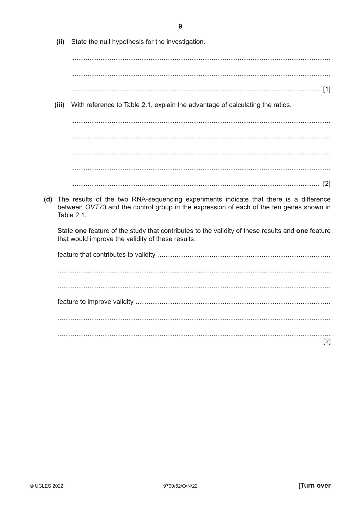 Cambridge A Level Biology 9700 2022 Oct/Nov Paper 5 · Variant 2 question paper, page 9 of 12