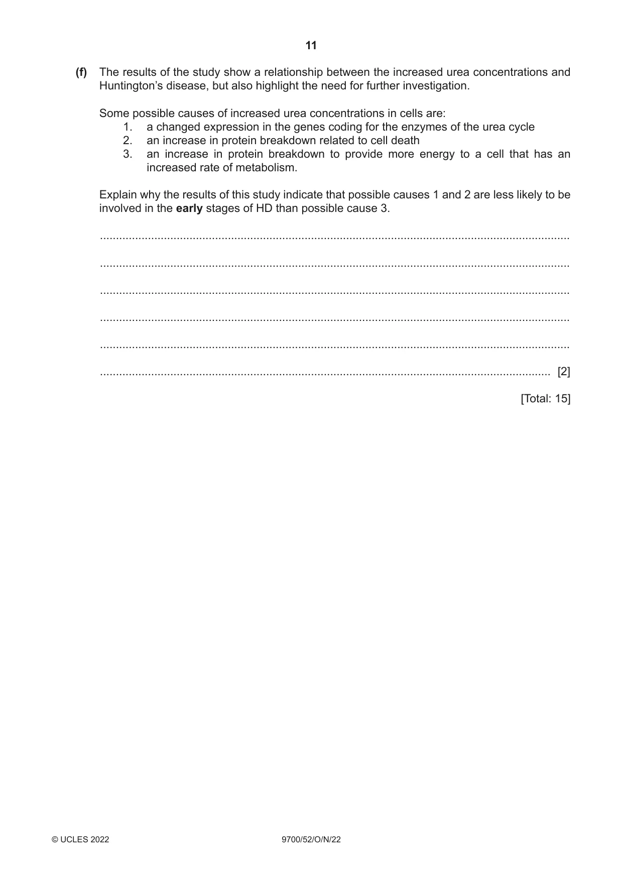 Cambridge A Level Biology 9700 2022 Oct/Nov Paper 5 · Variant 2 question paper, page 11 of 12