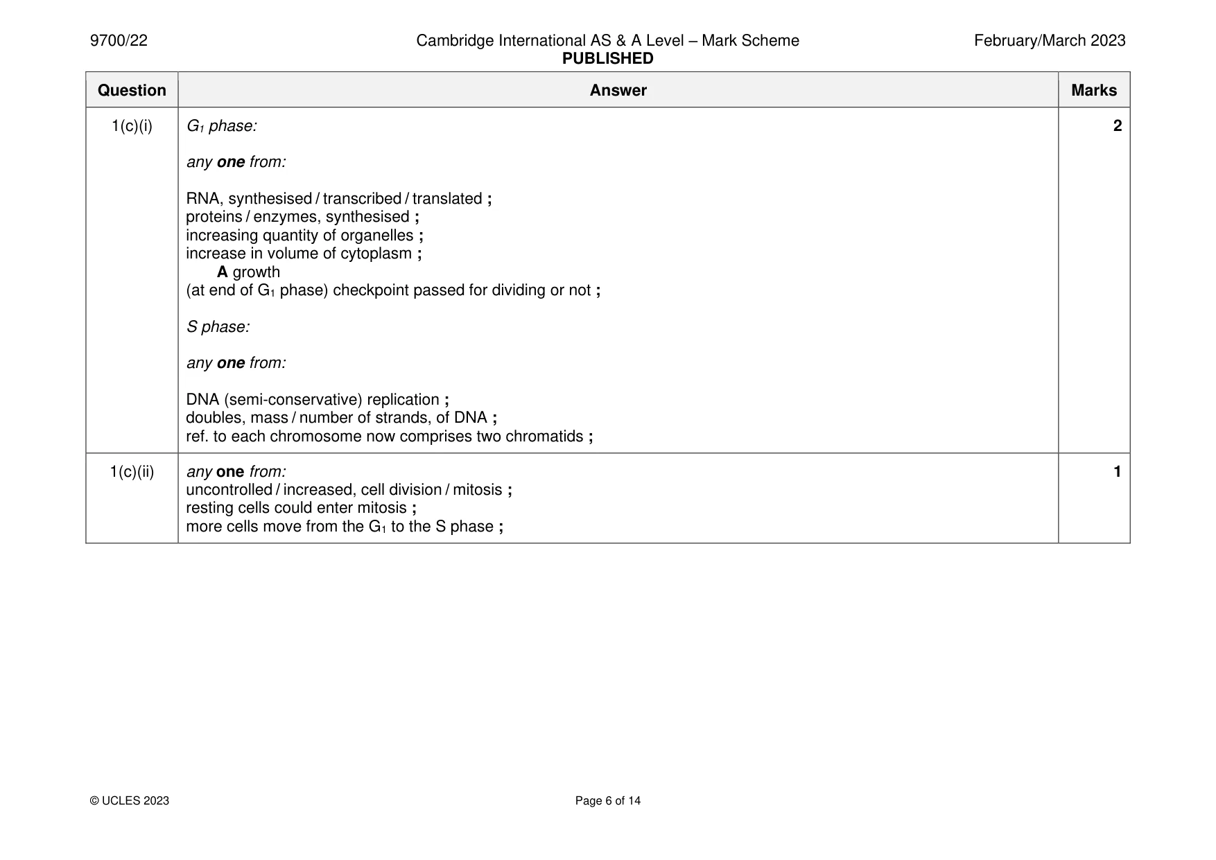 Mark scheme, page 6 of 14