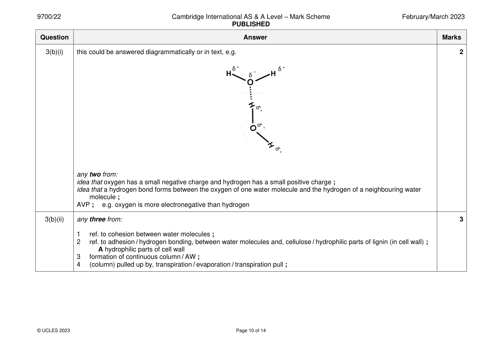 Mark scheme, page 10 of 14