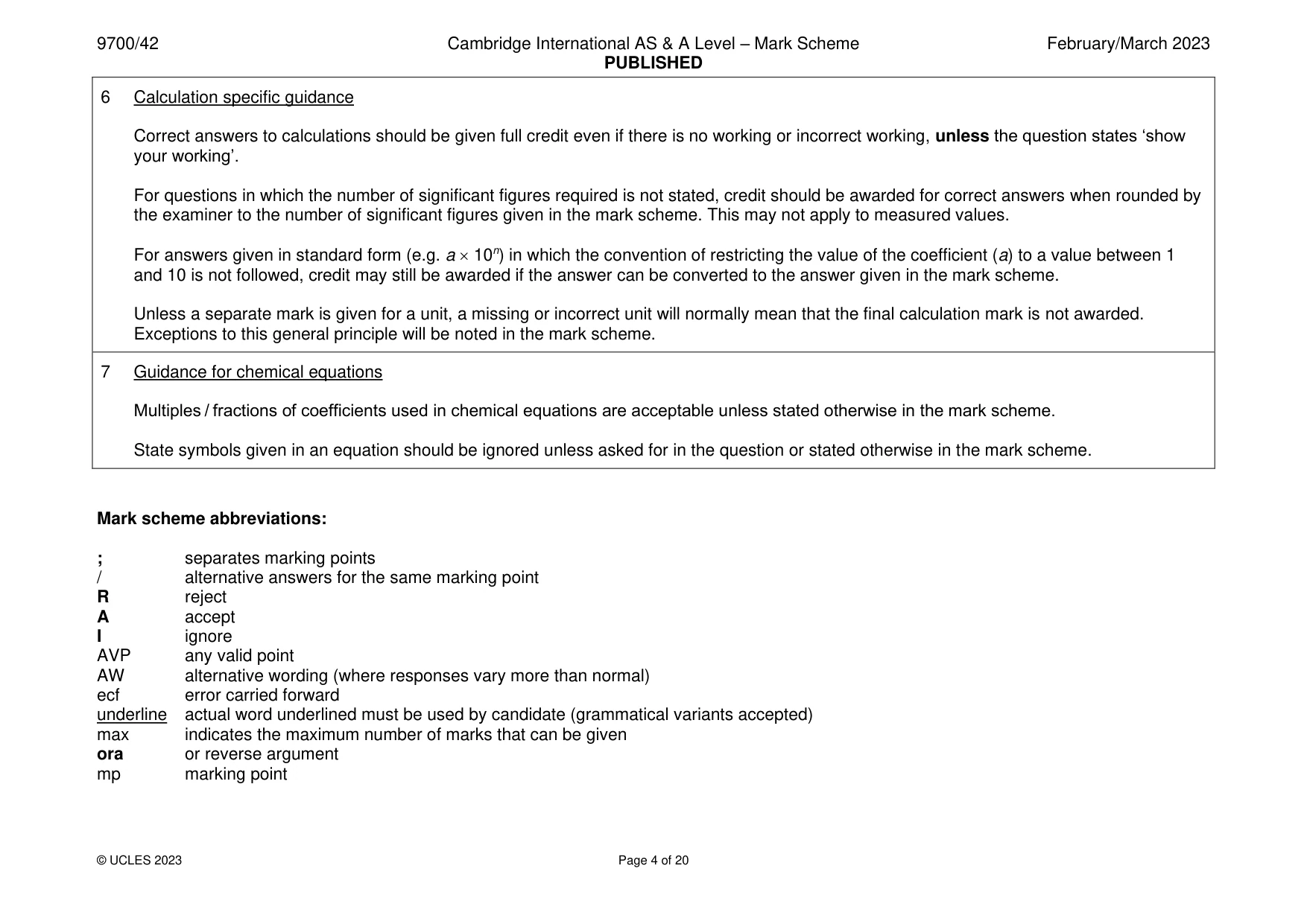 Mark scheme, page 4 of 20
