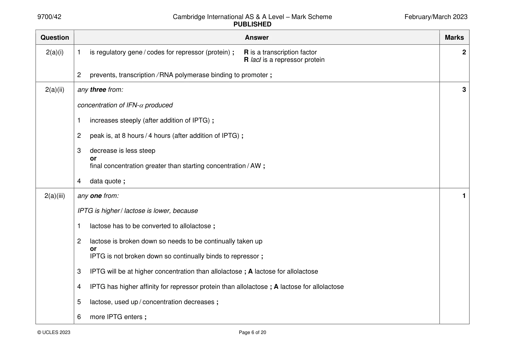 Mark scheme, page 6 of 20