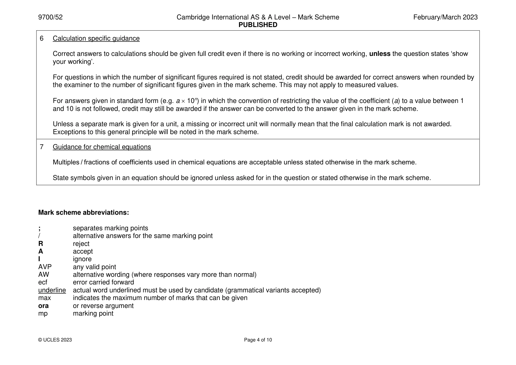 Mark scheme, page 4 of 10
