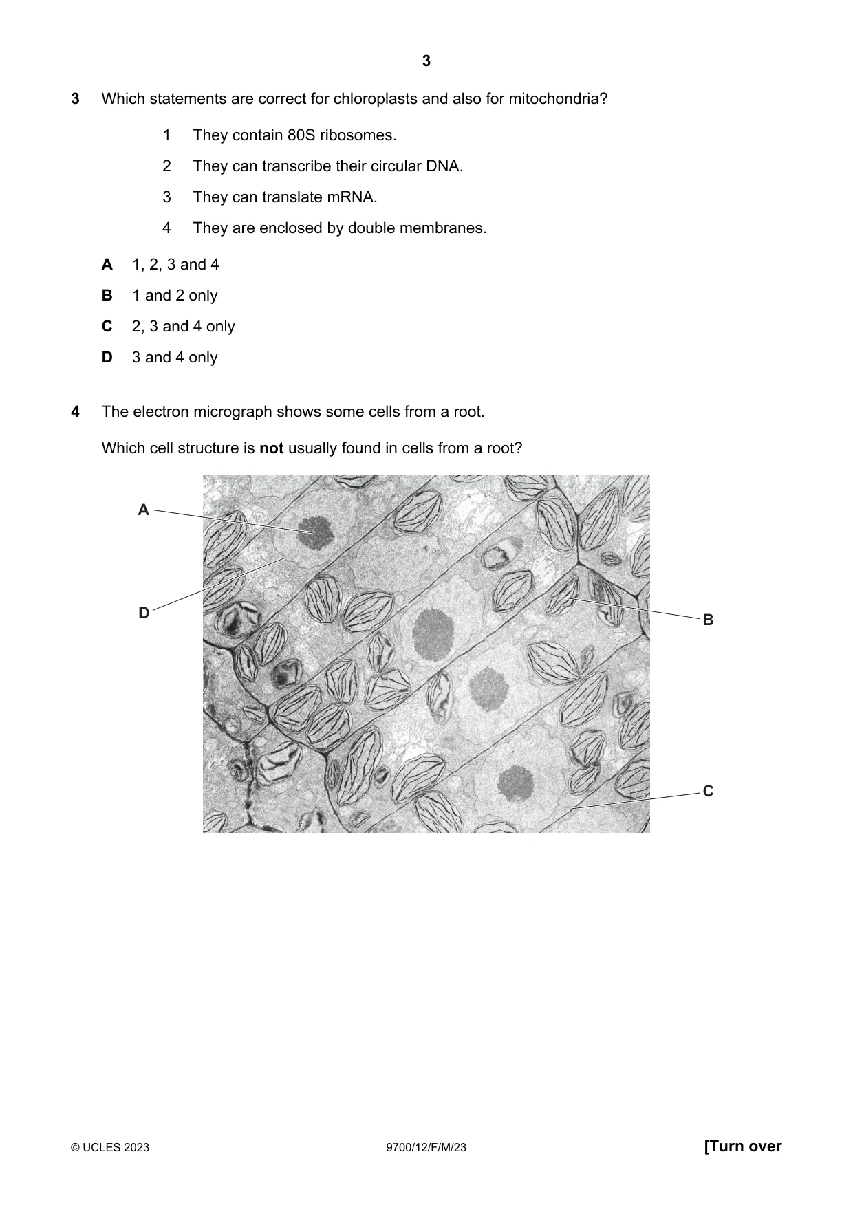 Cambridge A Level Biology 9700 2023 Feb/March Paper 1 · Variant 2 question paper, page 3 of 16