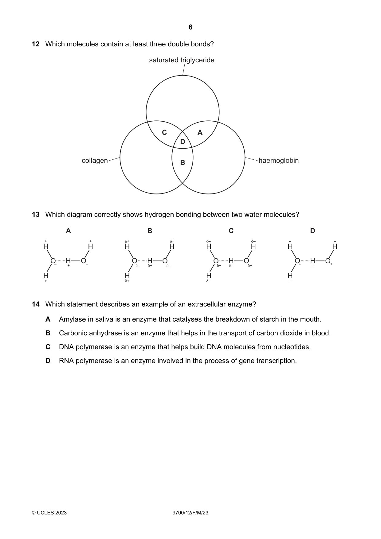 Cambridge A Level Biology 9700 2023 Feb/March Paper 1 · Variant 2 question paper, page 6 of 16
