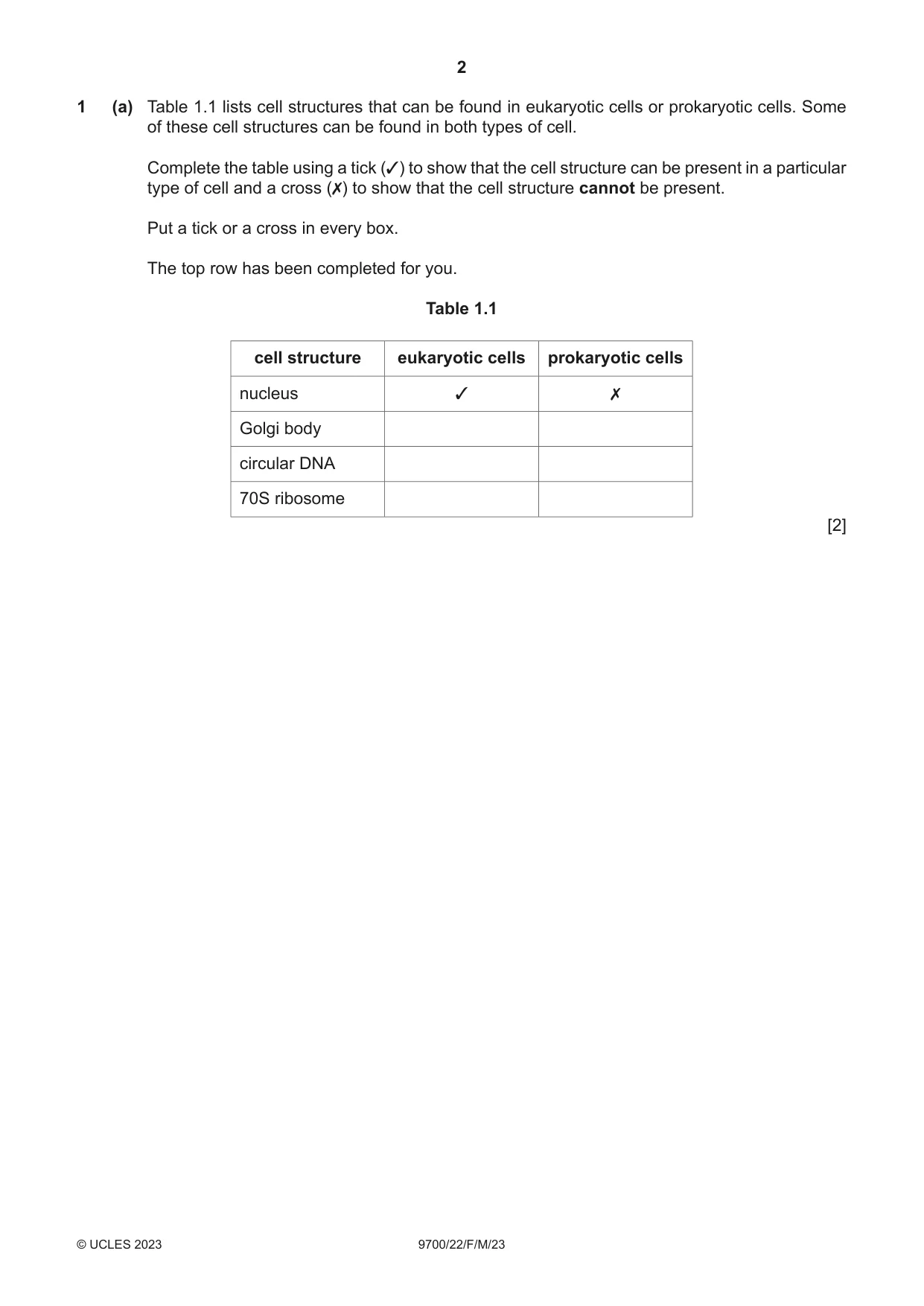 Cambridge A Level Biology 9700 2023 Feb/March Paper 2 · Variant 2 question paper, page 2 of 20