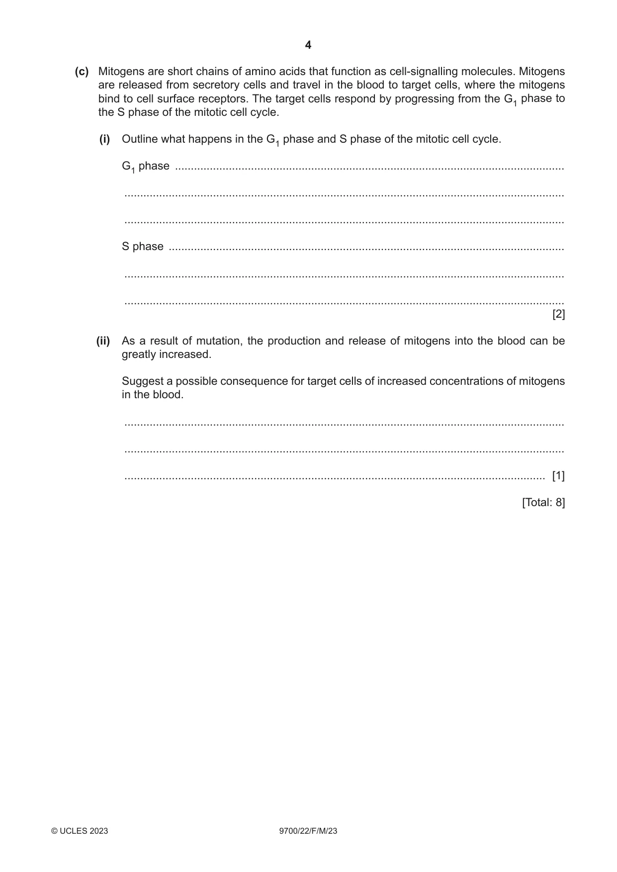 Cambridge A Level Biology 9700 2023 Feb/March Paper 2 · Variant 2 question paper, page 4 of 20