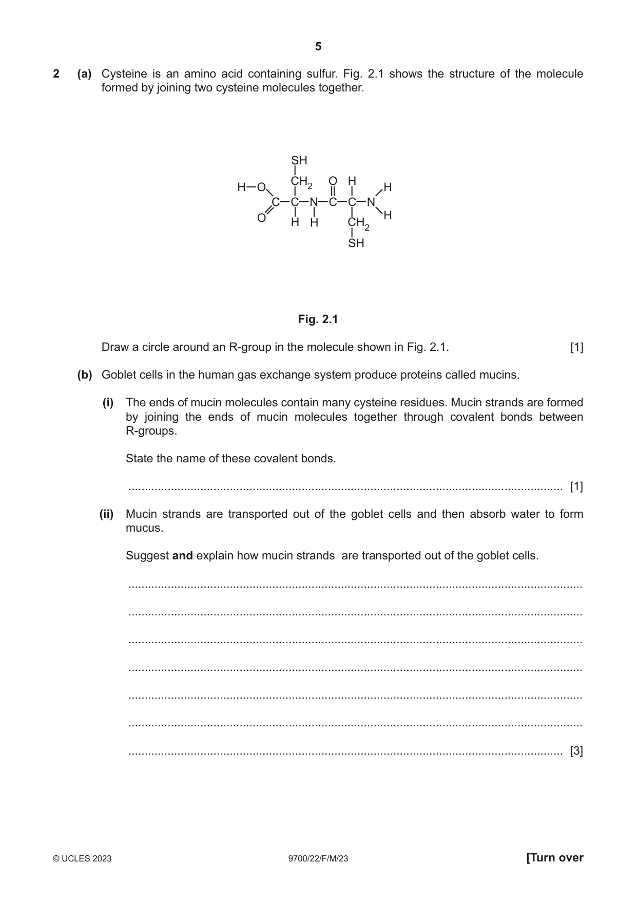 Cambridge A Level Biology 9700 2023 Feb/March Paper 2 · Variant 2 question paper, page 5 of 20