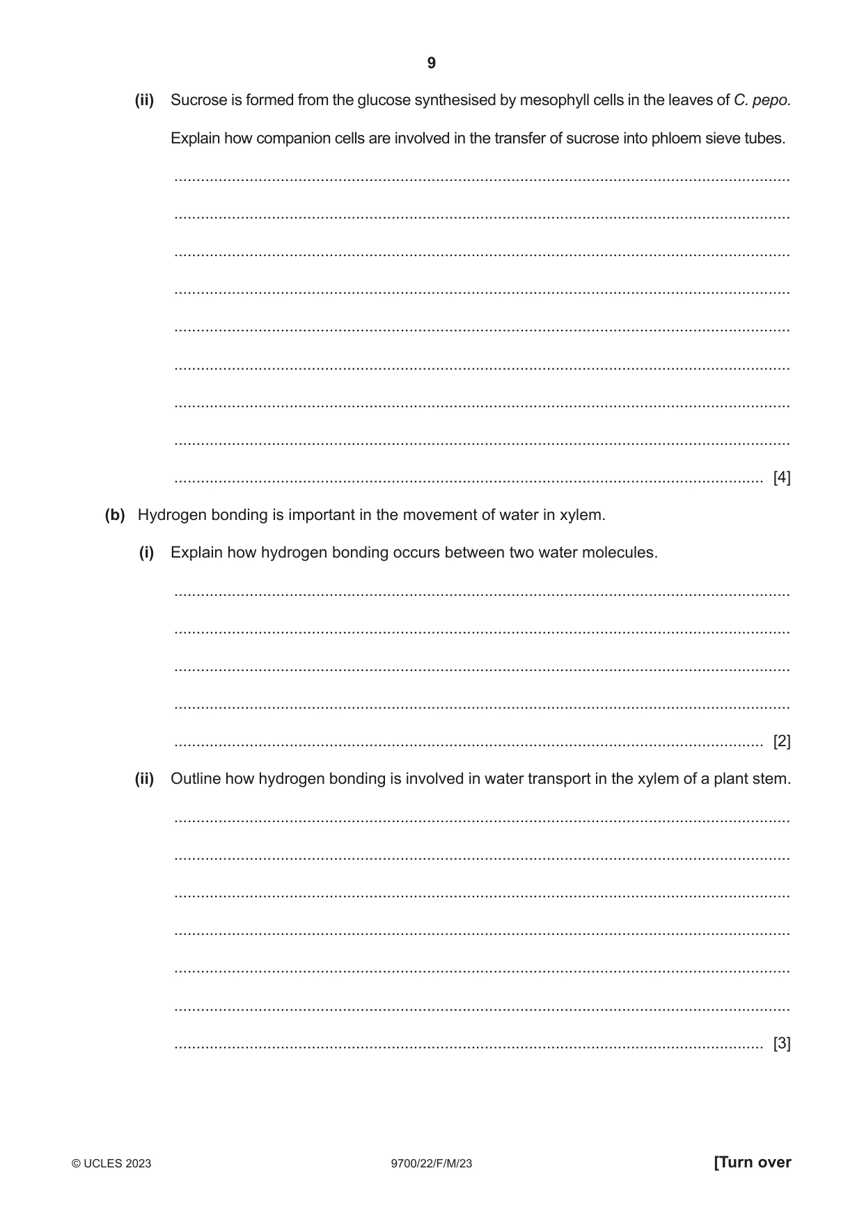 Cambridge A Level Biology 9700 2023 Feb/March Paper 2 · Variant 2 question paper, page 9 of 20