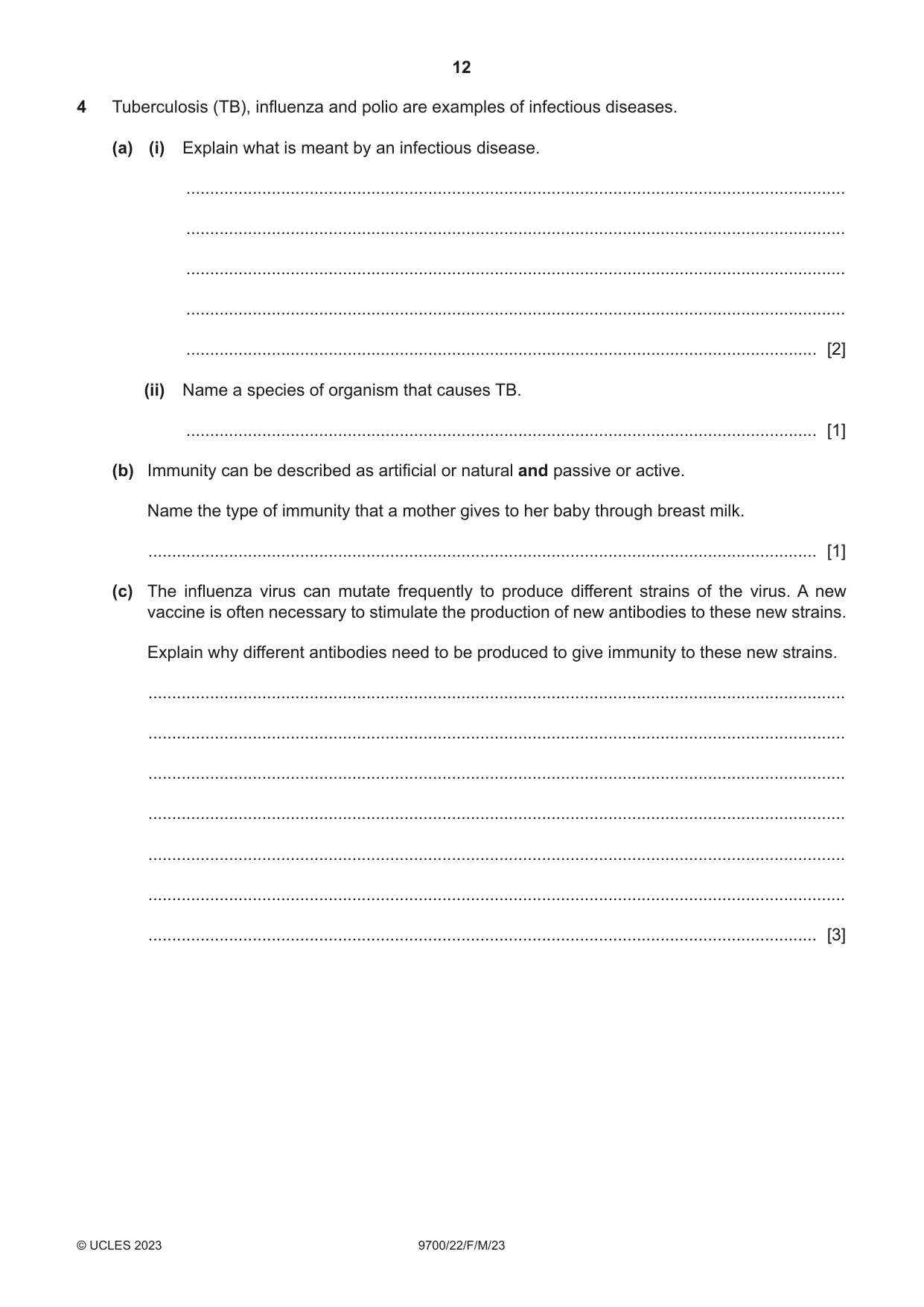 Cambridge A Level Biology 9700 2023 Feb/March Paper 2 · Variant 2 question paper, page 12 of 20