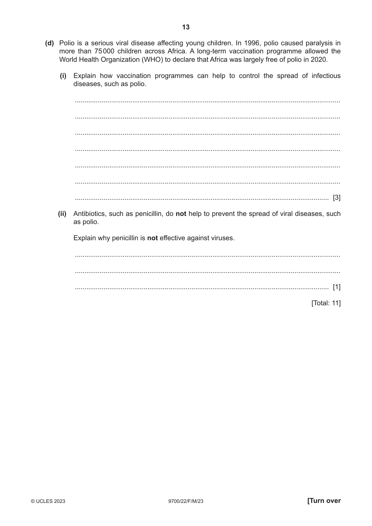 Cambridge A Level Biology 9700 2023 Feb/March Paper 2 · Variant 2 question paper, page 13 of 20