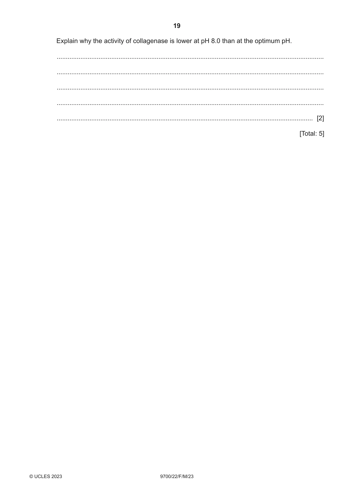 Cambridge A Level Biology 9700 2023 Feb/March Paper 2 · Variant 2 question paper, page 19 of 20