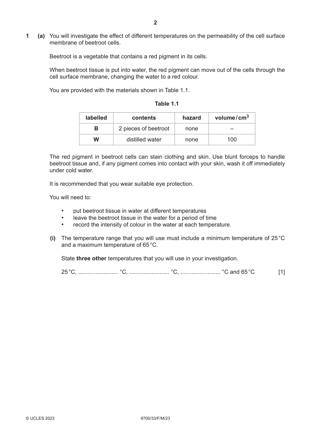 Cambridge A Level Biology 9700 2023 Feb/March Paper 3 · Variant 3 question paper, page 2 of 16