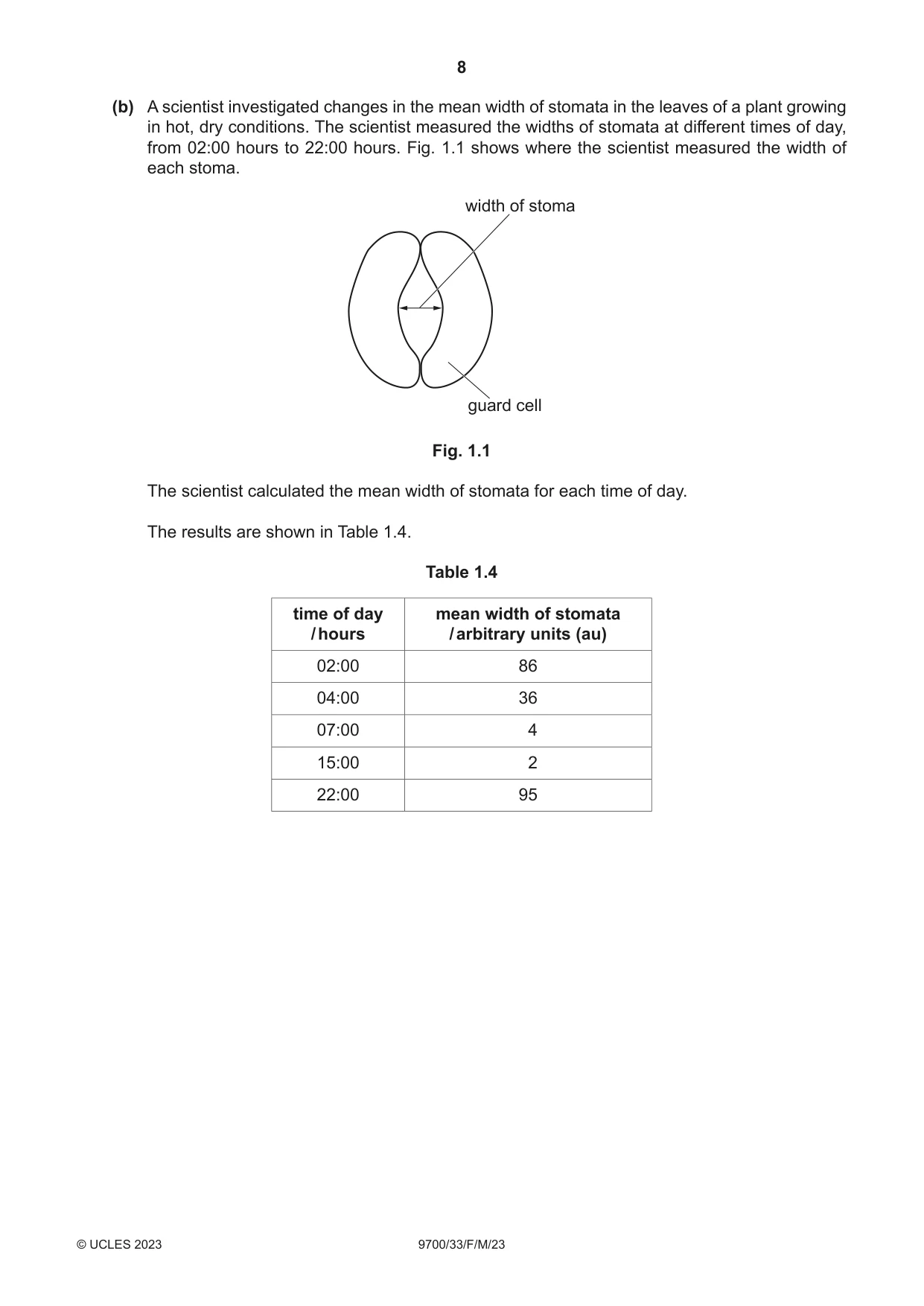 Cambridge A Level Biology 9700 2023 Feb/March Paper 3 · Variant 3 question paper, page 8 of 16