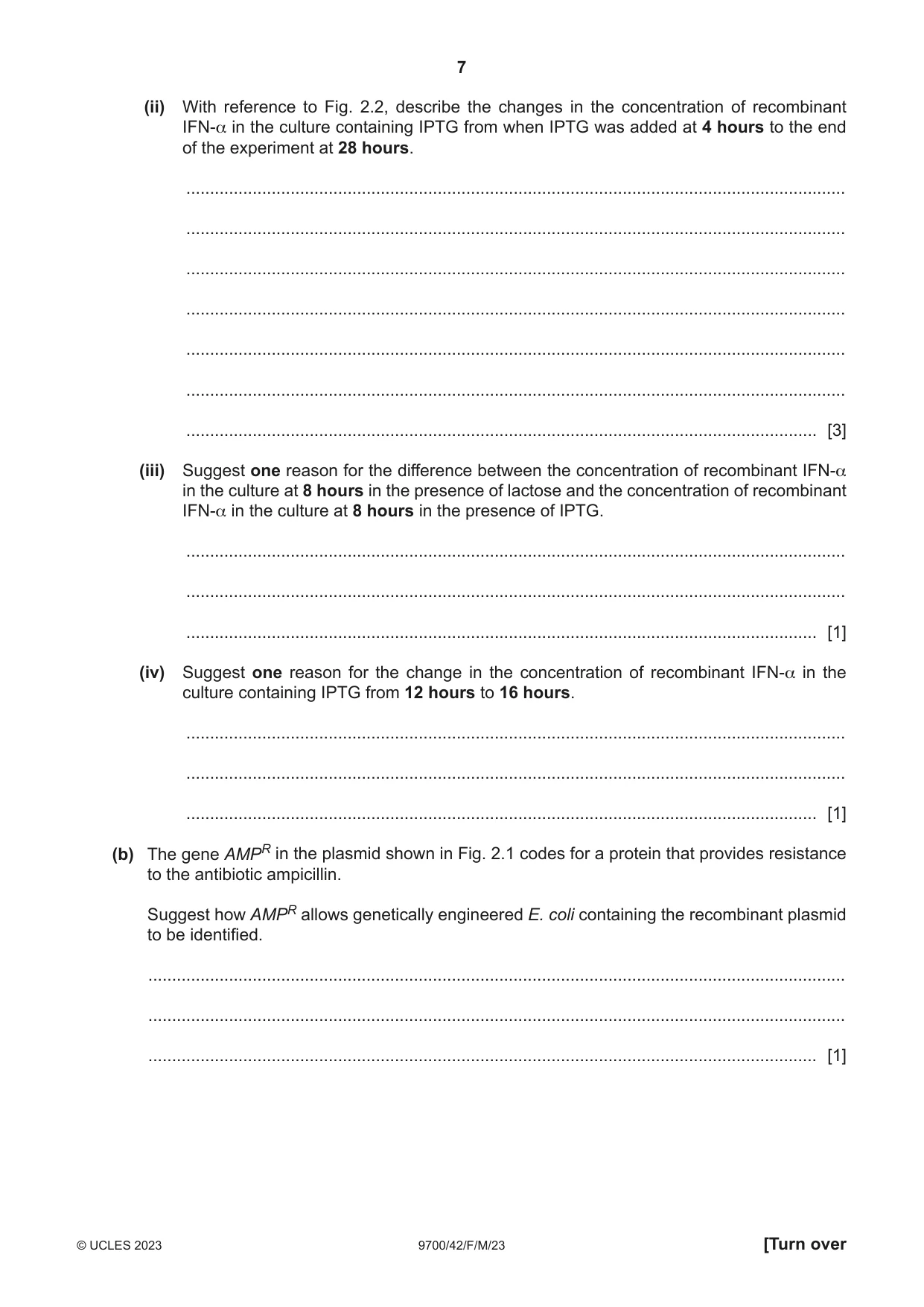Cambridge A Level Biology 9700 2023 Feb/March Paper 4 · Variant 2 question paper, page 7 of 28