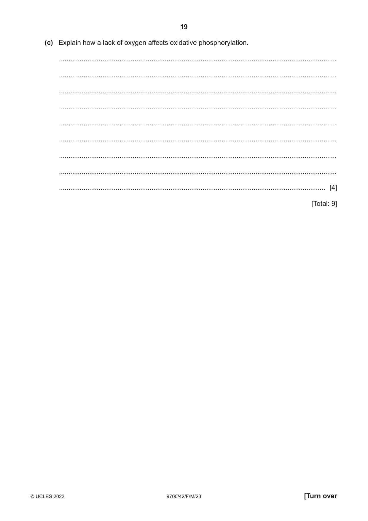Cambridge A Level Biology 9700 2023 Feb/March Paper 4 · Variant 2 question paper, page 19 of 28