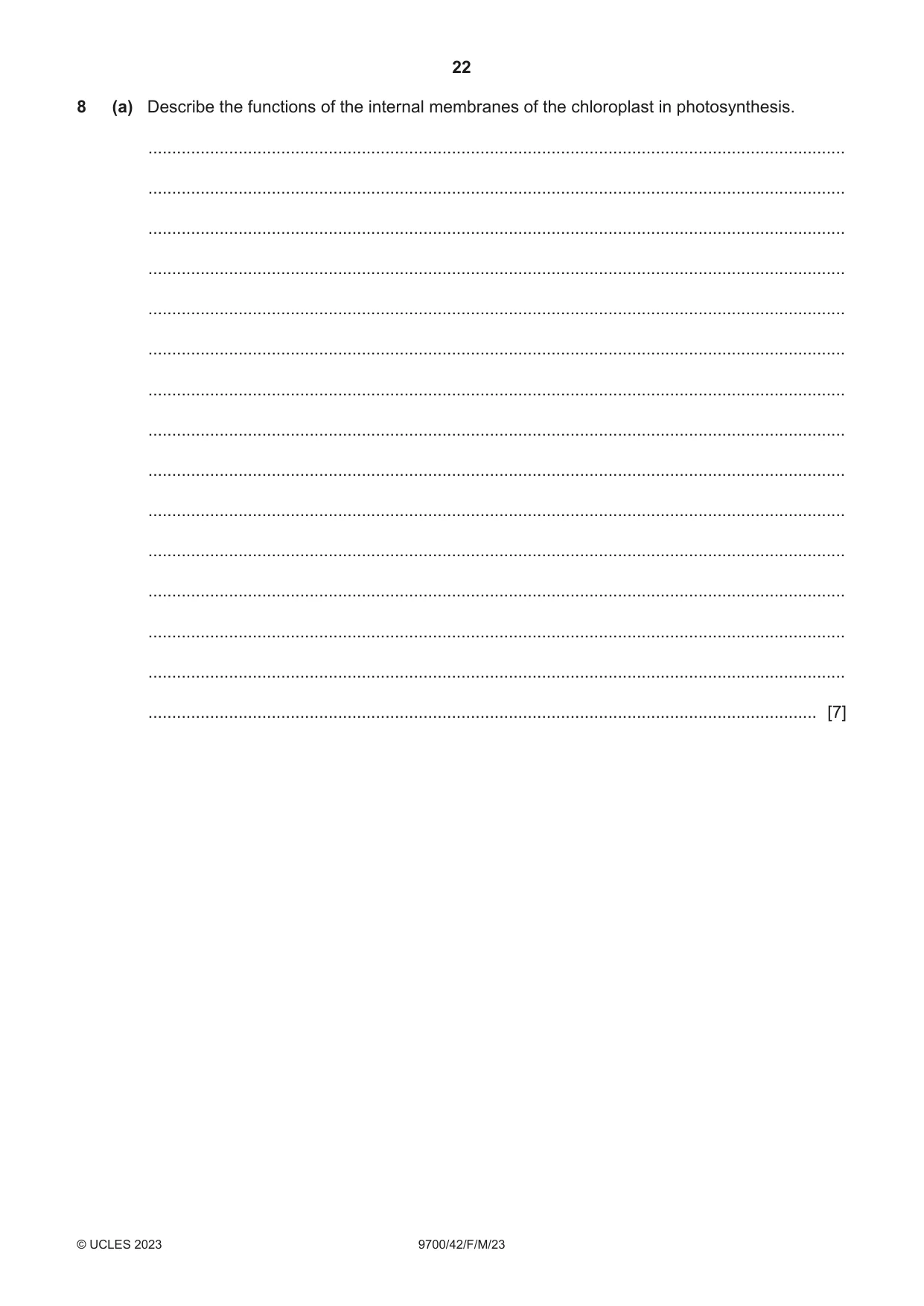 Cambridge A Level Biology 9700 2023 Feb/March Paper 4 · Variant 2 question paper, page 22 of 28
