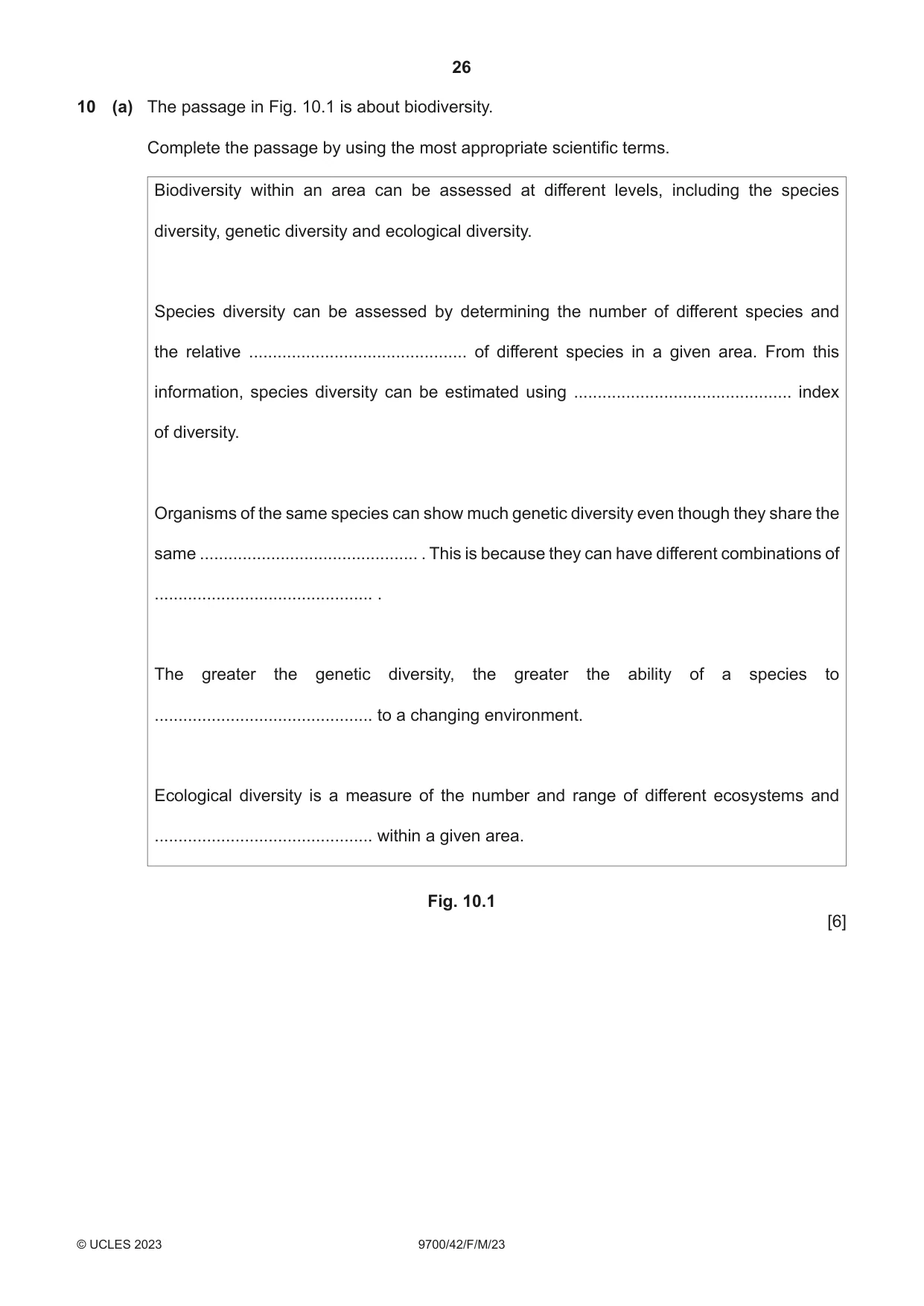 Cambridge A Level Biology 9700 2023 Feb/March Paper 4 · Variant 2 question paper, page 26 of 28