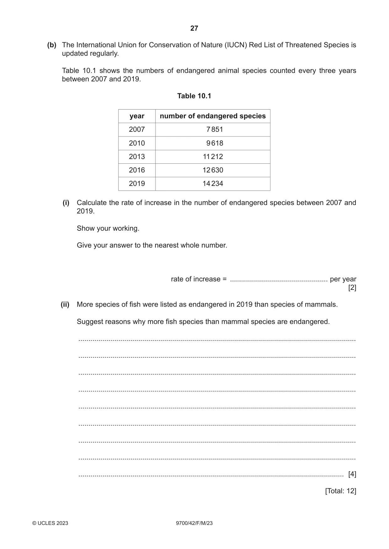 Cambridge A Level Biology 9700 2023 Feb/March Paper 4 · Variant 2 question paper, page 27 of 28