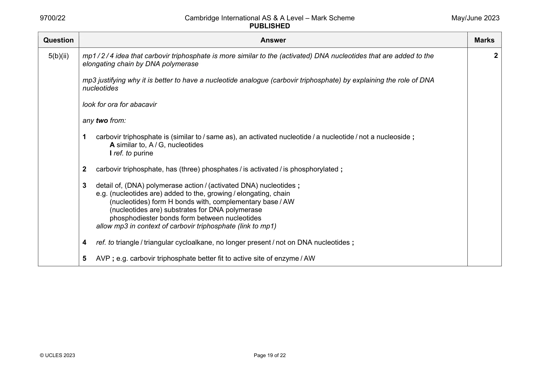 Mark scheme, page 19 of 22