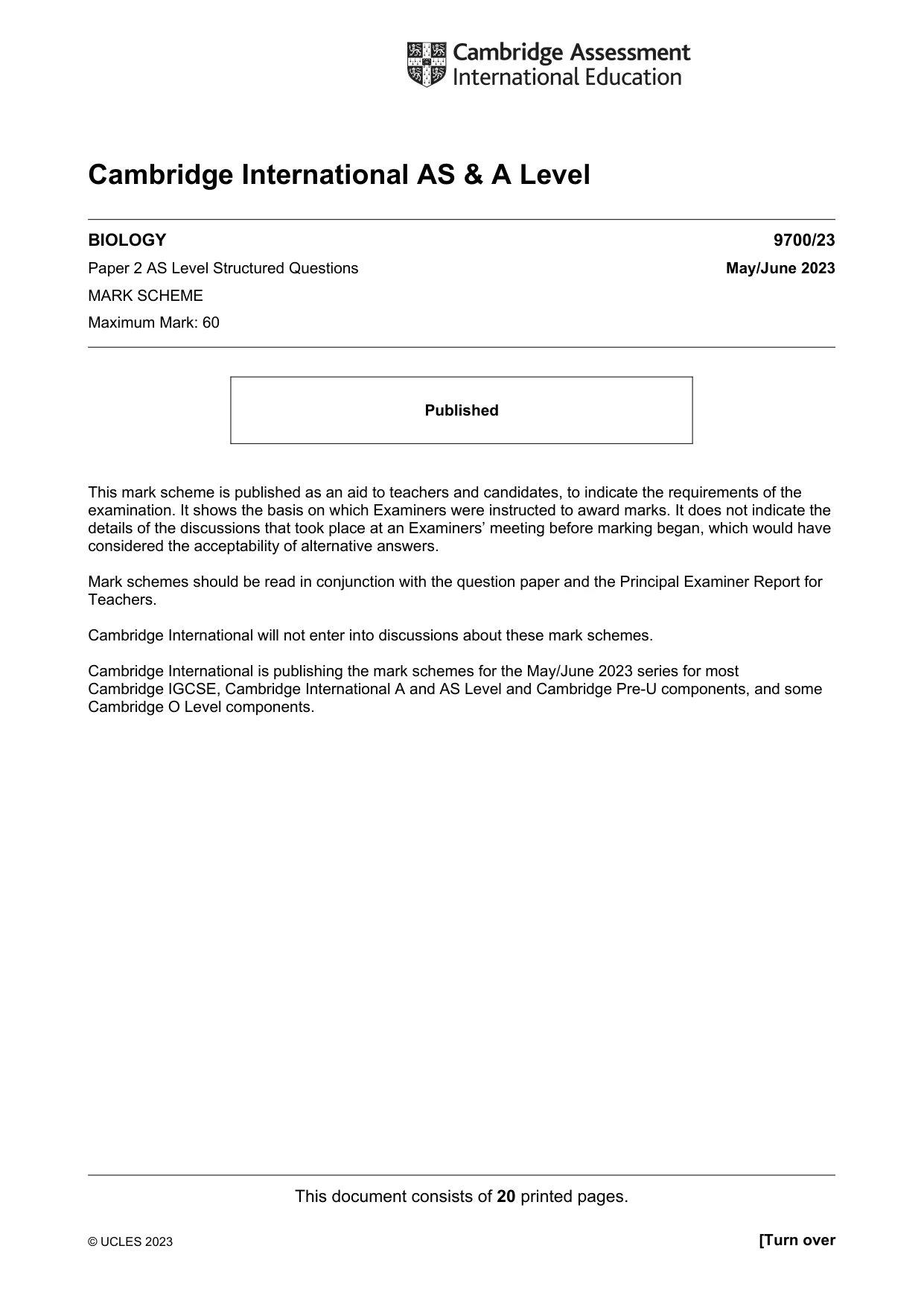 Mark scheme, page 1 of 20