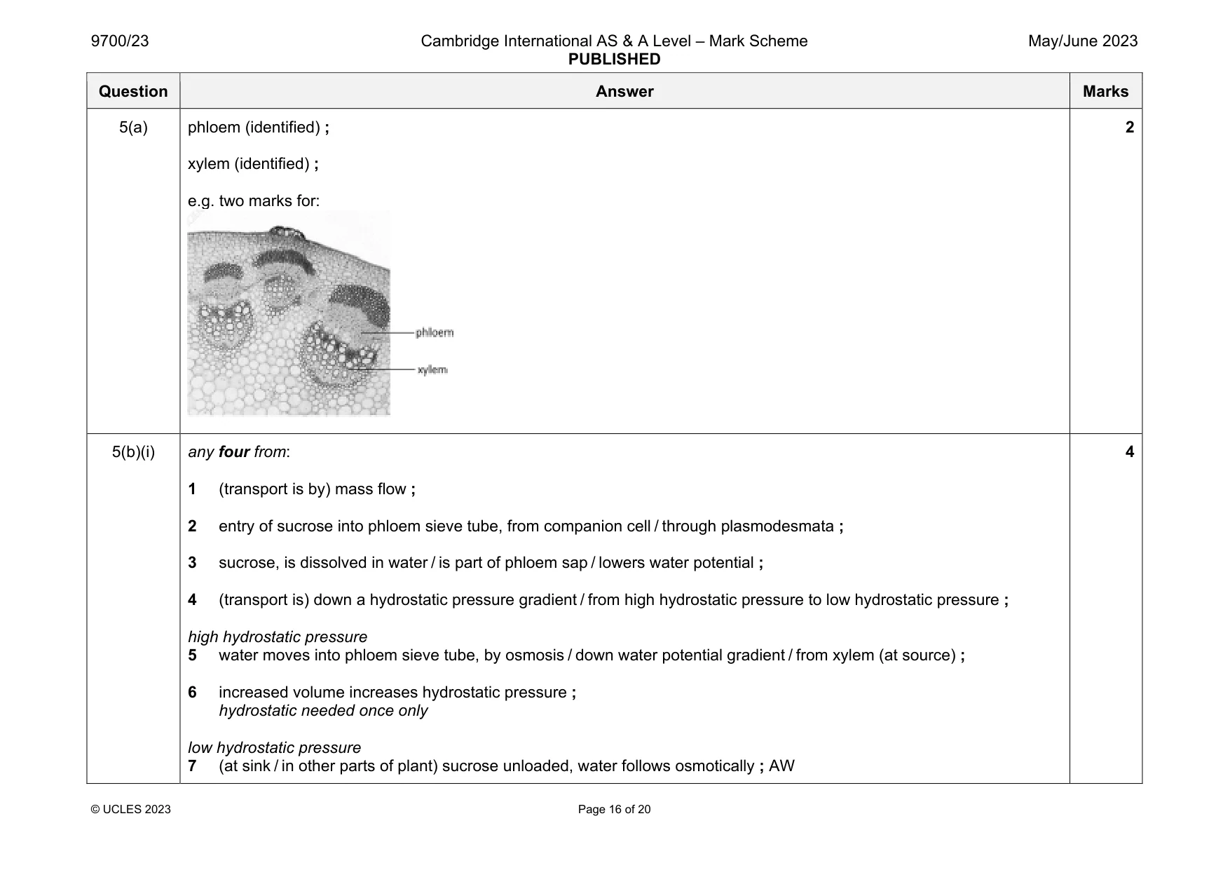 Mark scheme, page 16 of 20