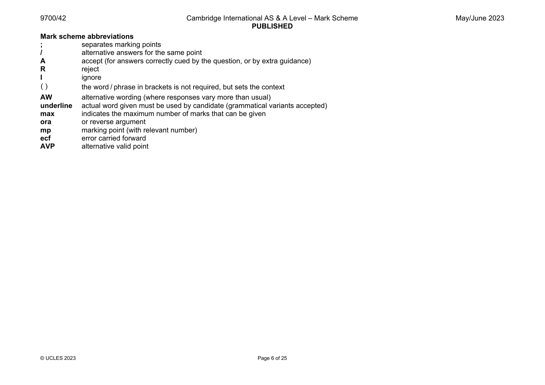 Mark scheme, page 6 of 25