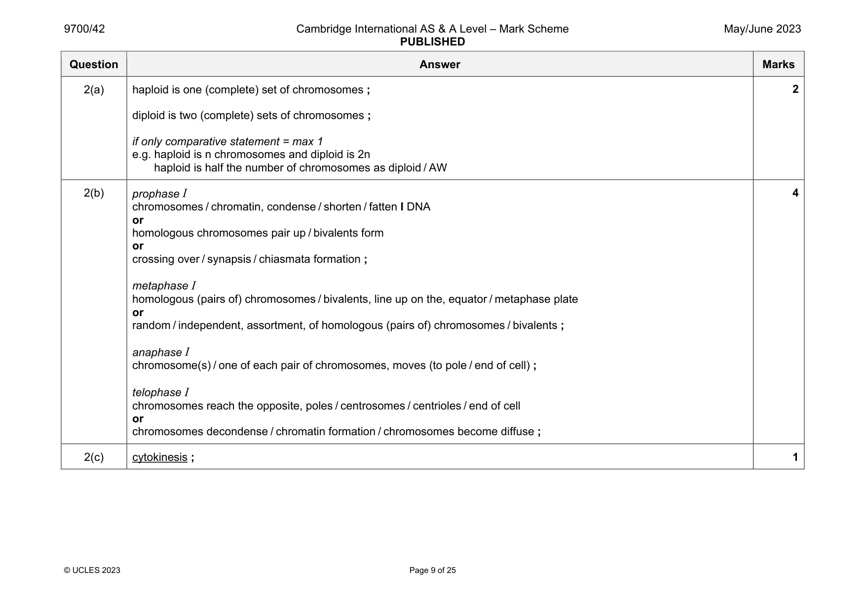 Mark scheme, page 9 of 25