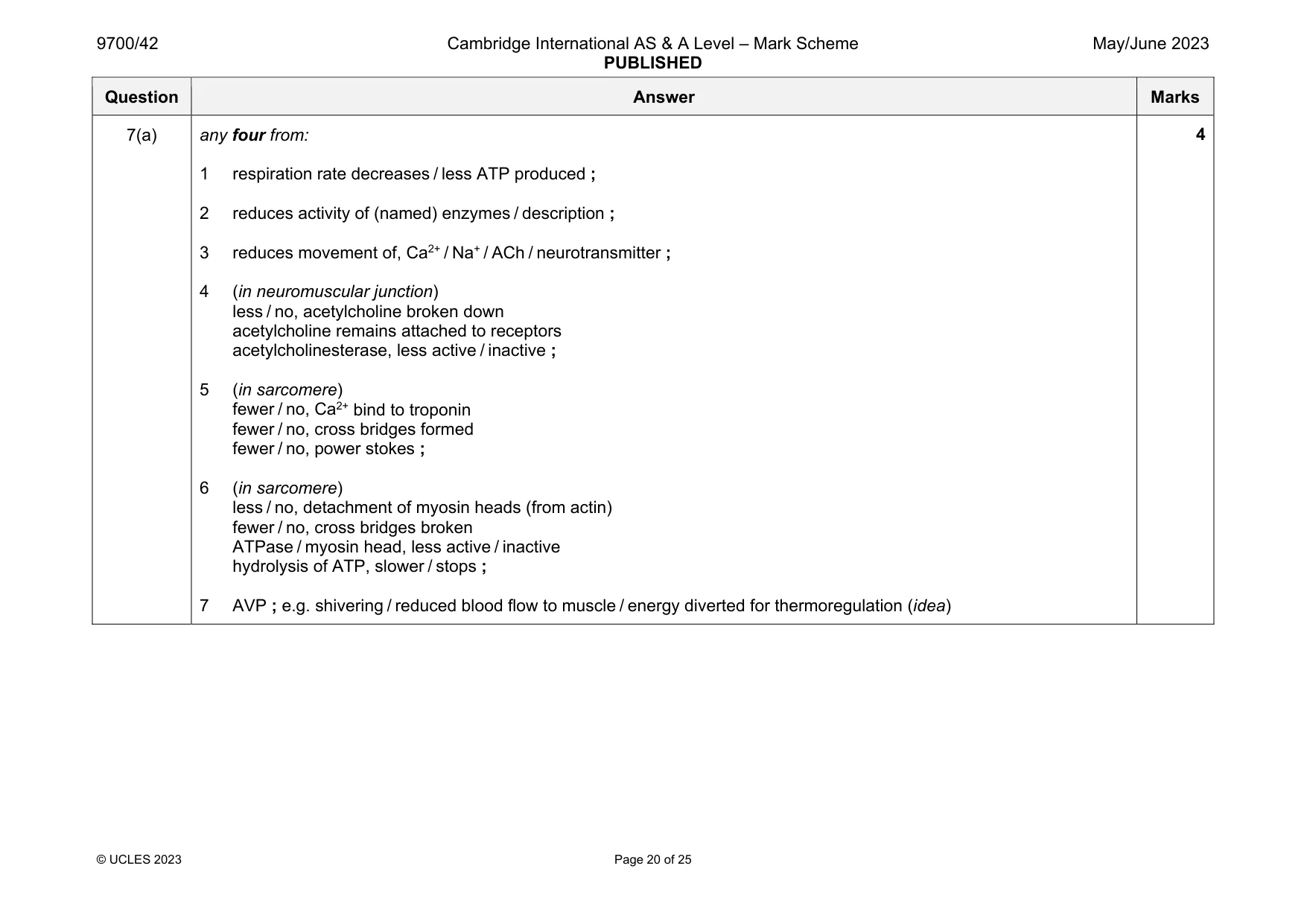 Mark scheme, page 20 of 25